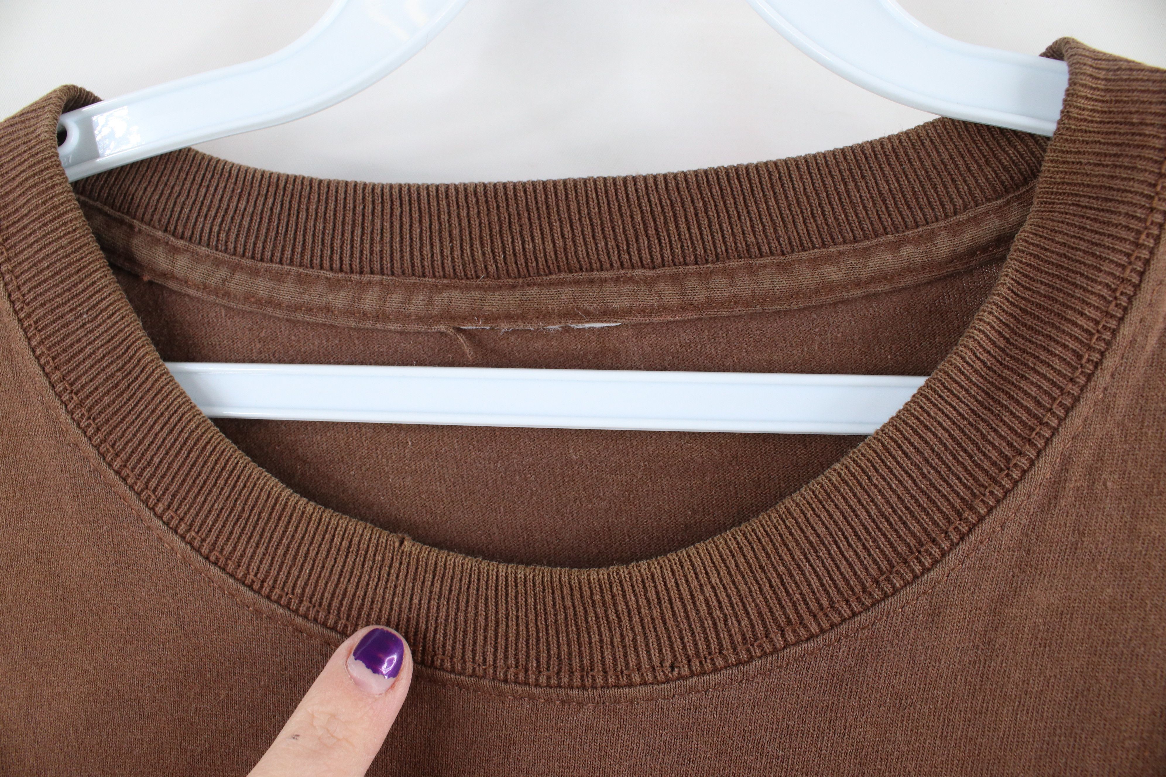 Vintage Vintage 90s Streetwear Blank Cotton Pocket T-Shirt Brown Size US XL / EU 56 / 4 - 8 Thumbnail