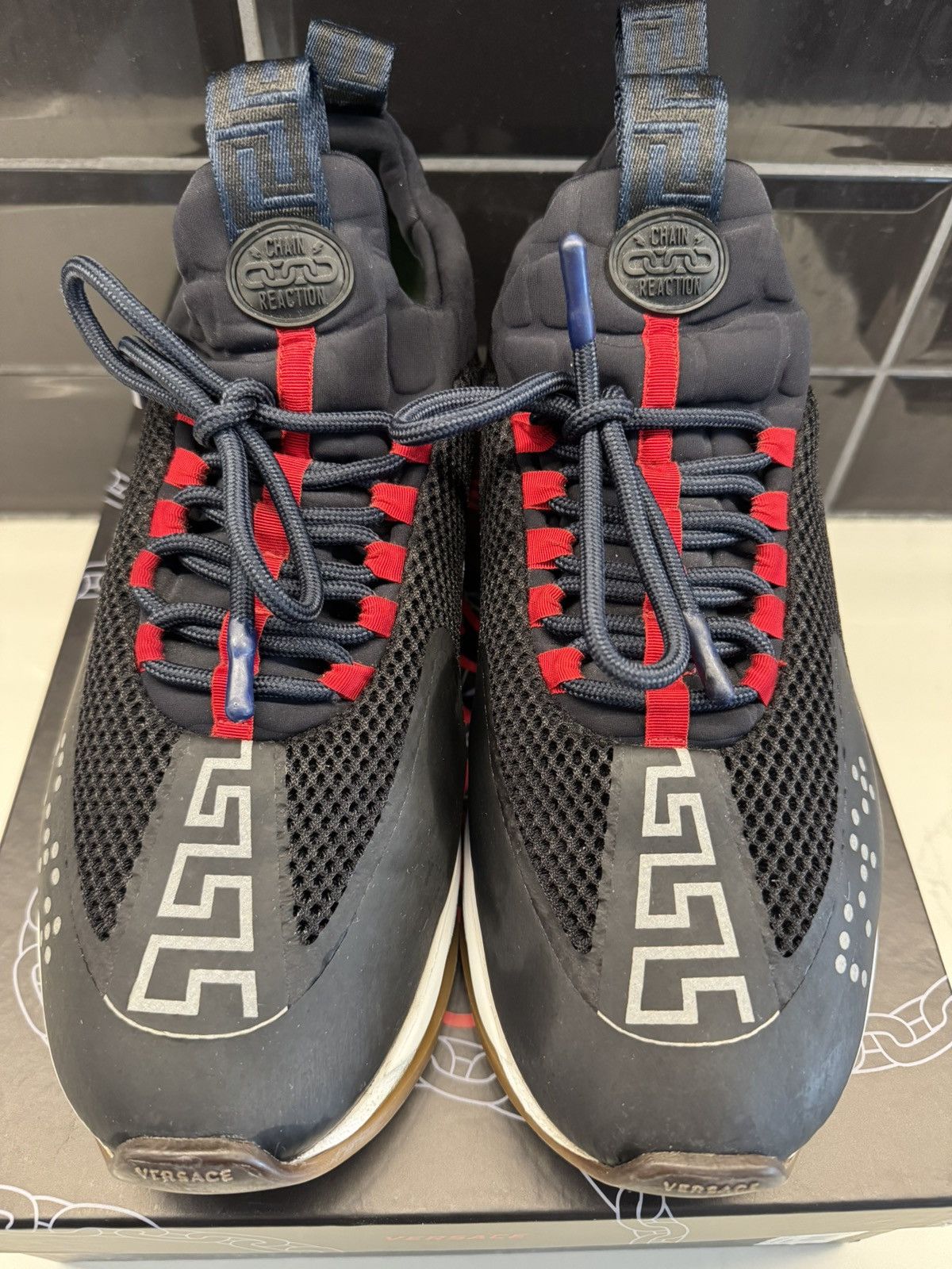 Versace Versace Cross Chainer Sneakers – Black/Red size 13 Size US 13 / EU 46 - 1 Thumbnail