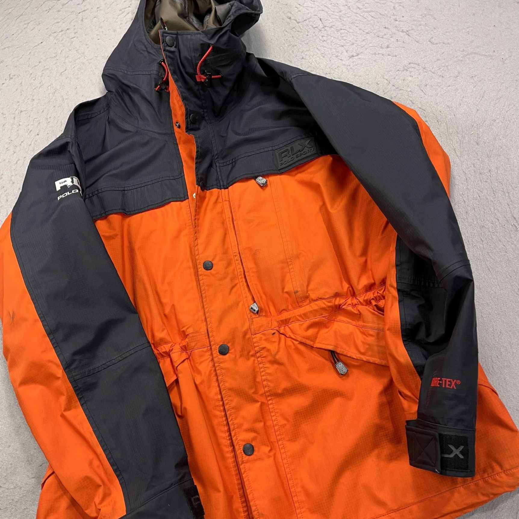 Polo Ralph Lauren Polo Sport Ralph Lauren Jacket Mens L Orange Black Gore-Tex Hooded RLX Shell Size US L / EU 52-54 / 3 - 3 Thumbnail