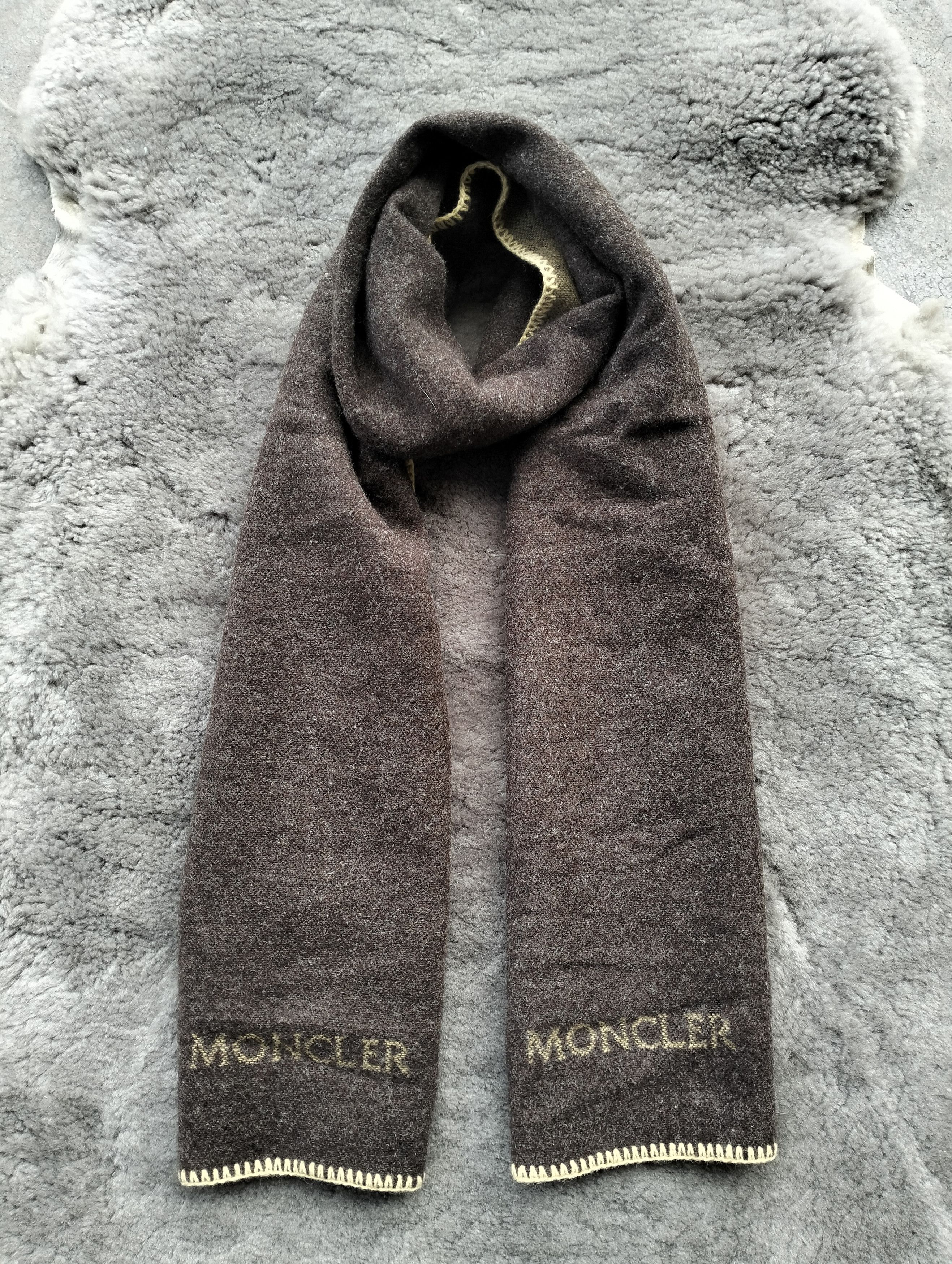 Moncler Vintage Moncler Wool Scarf Muffler Brown Size ONE SIZE - 1 Thumbnail