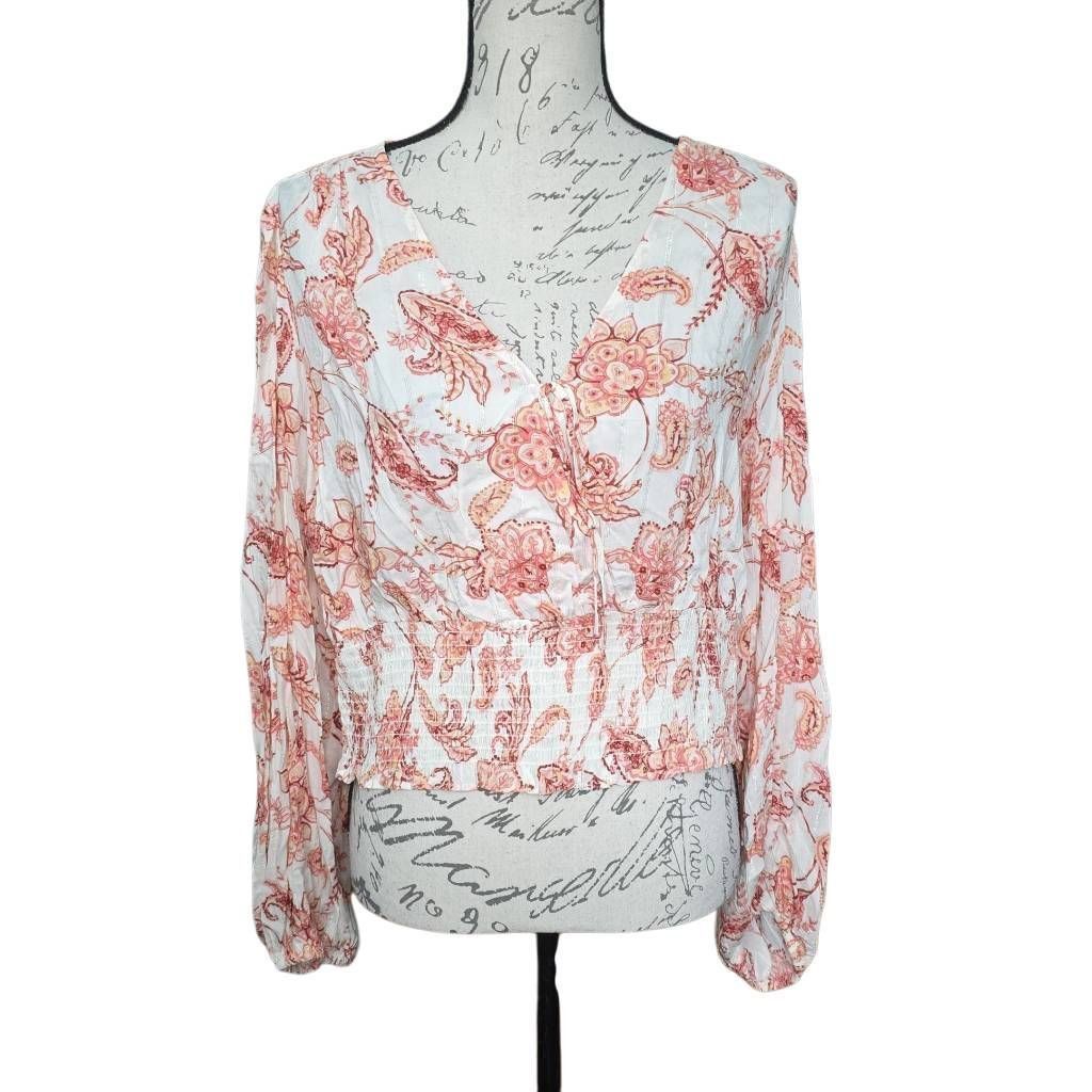 Express Express Women's Size Large Pink Cream Silver Paisley Print P Size L / US 10 / IT 46 - 1 Thumbnail