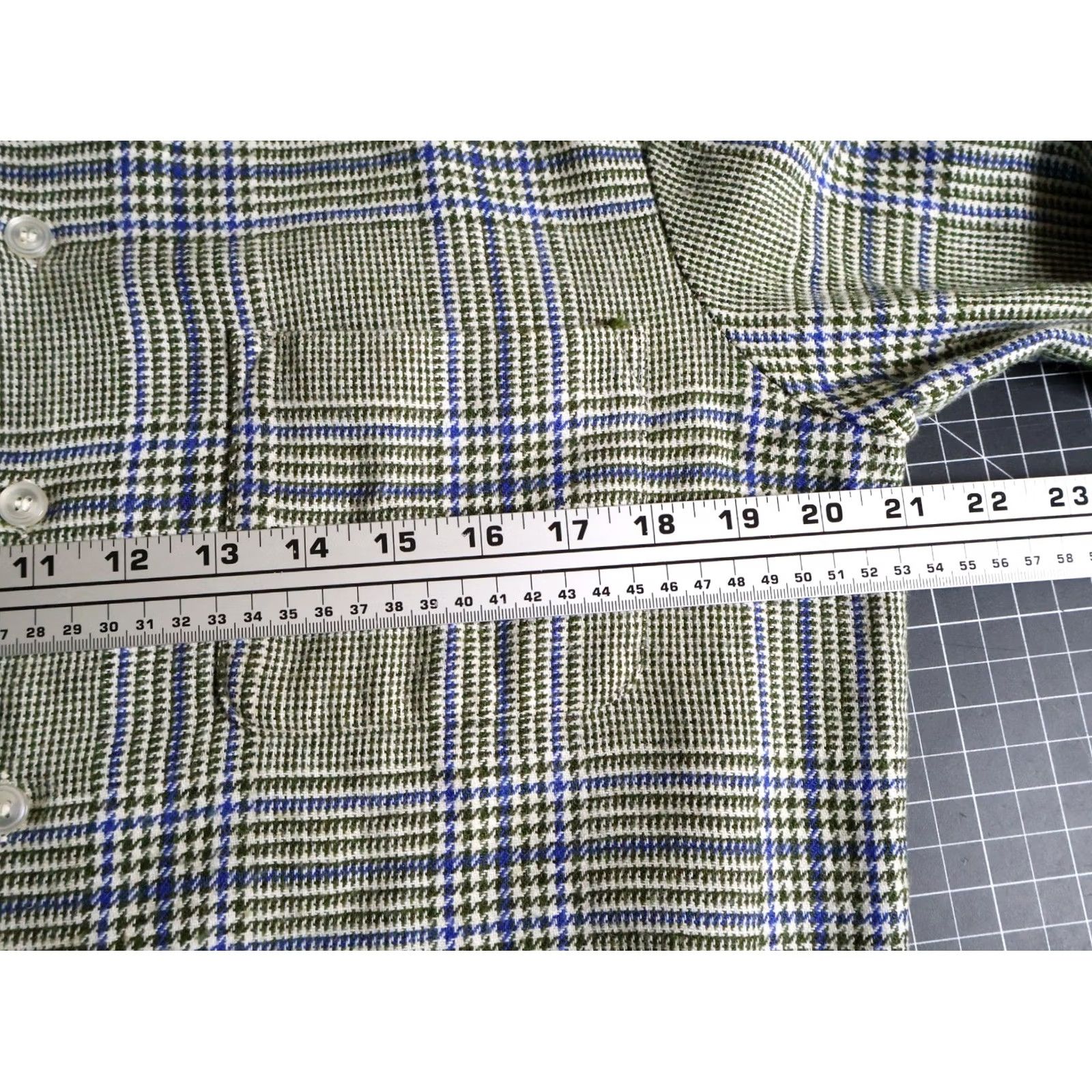 Sears VINTAGE Sears Flannel Shirt Men's Medium Green Blue Houndstooth 80s 70s Wool Blend Size US M / EU 48-50 / 2 - 7 Thumbnail