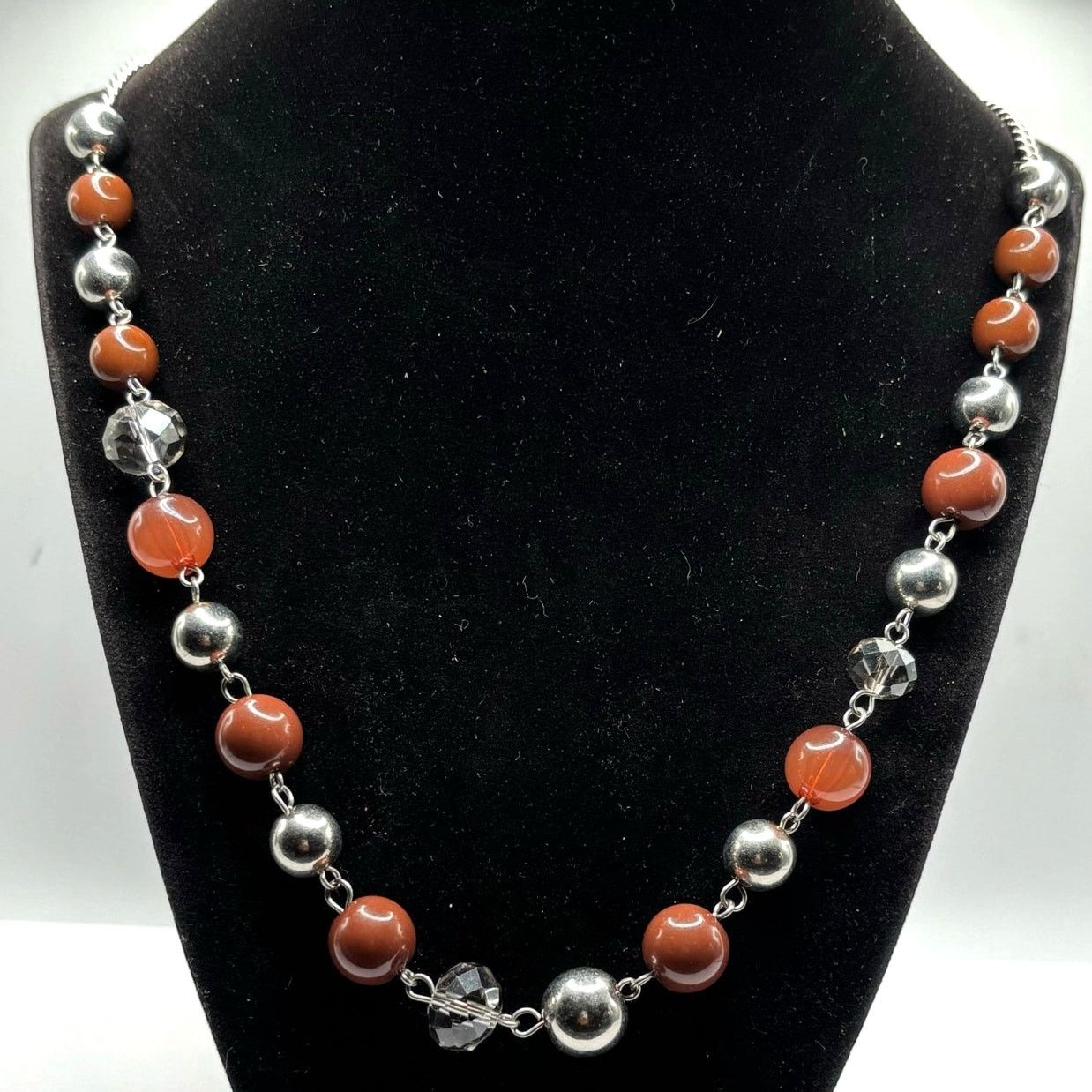 Other Brown & Silver Beaded Necklace Size ONE SIZE - 1 Thumbnail
