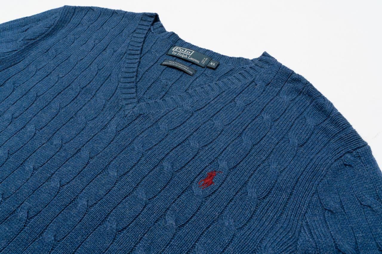 Polo Ralph Lauren 🔵 POLO RALPH LAUREN Vintage Tussah Silk Cable Knit Sweater Size US XL / EU 56 / 4 - 7 Thumbnail