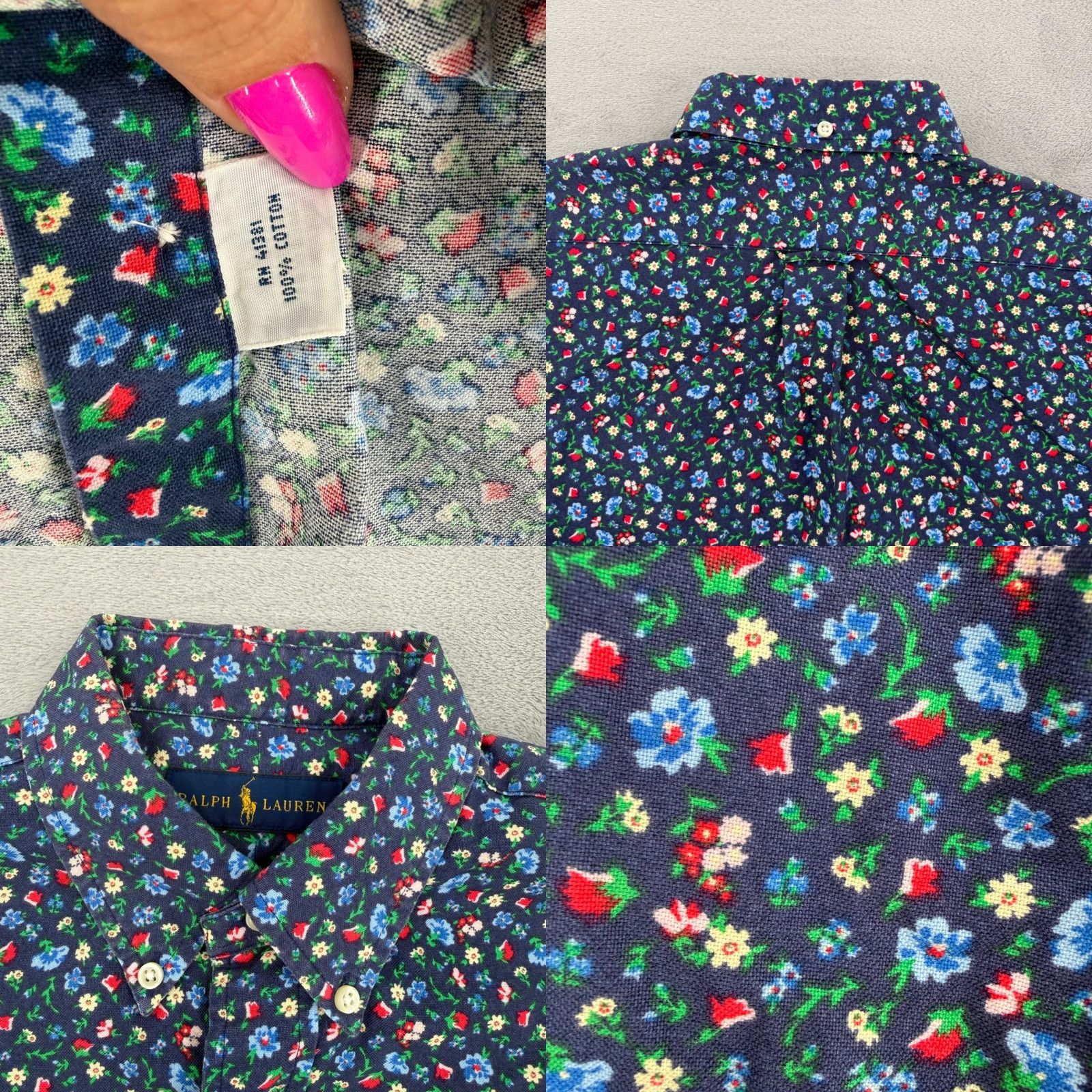 Polo Ralph Lauren Polo Ralph Lauren Mens Floral Button-Down Shirt Navy Blue Cotton Size S Size US S / EU 44-46 / 1 - 8 Thumbnail