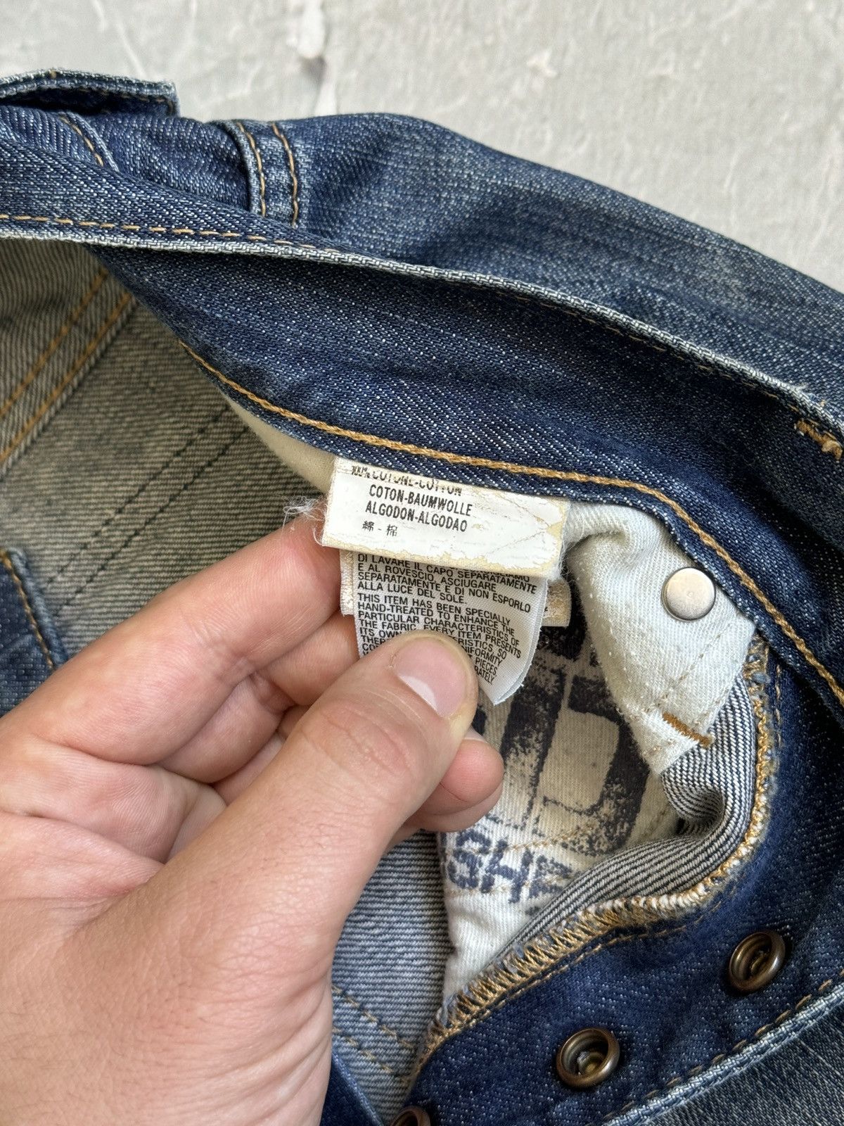 Replay VTG Y2k Replay Denim Leather Baggy Jeans Distressed if6was9 Size US 29 - 13 Thumbnail