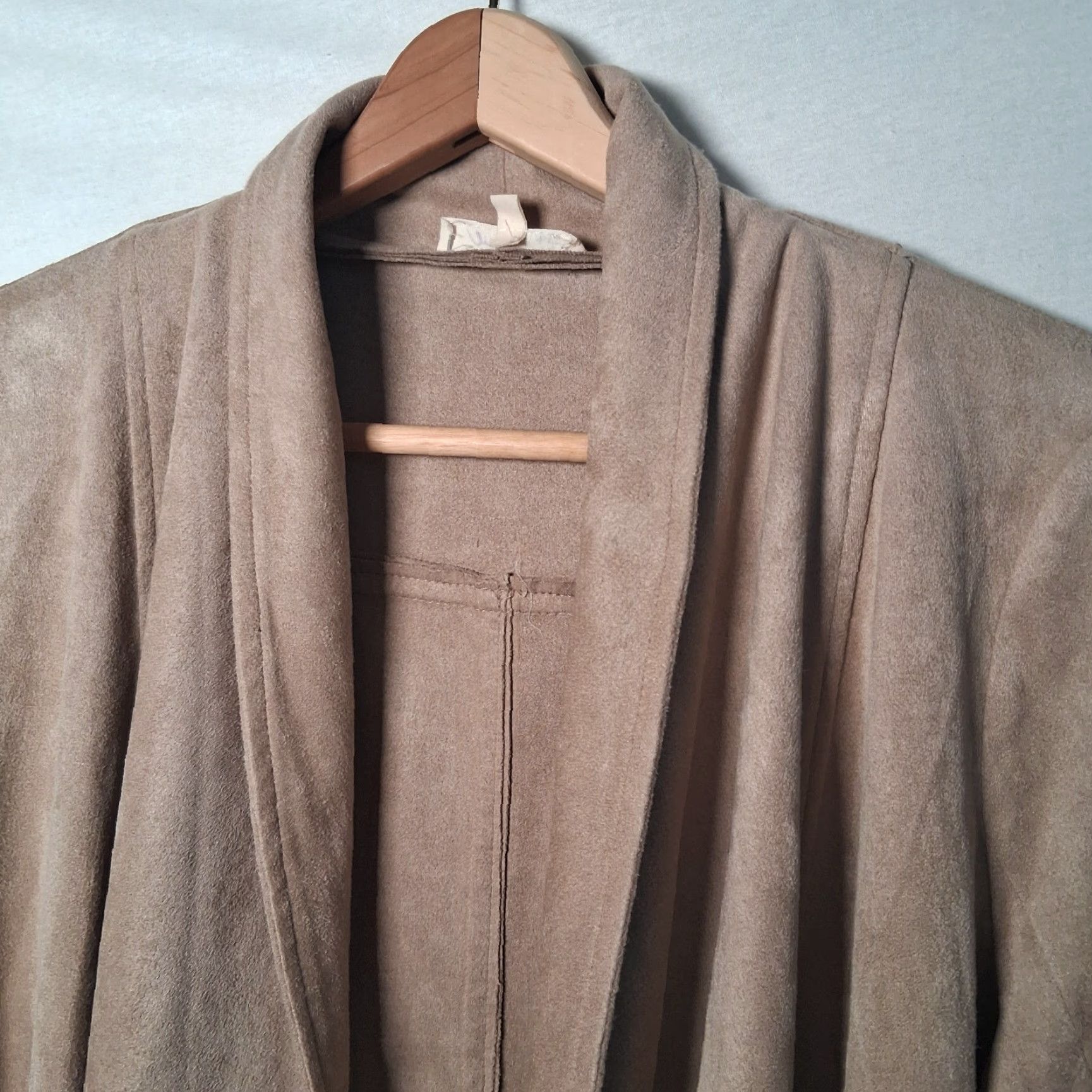 Vintage Mystree Blazer Women M Beige Open Front Boho Office Faux Suede Cropped Bolero Long Sleeve Open Front 90s Bohemian Size M / US 6-8 / IT 42-44 - 3 Thumbnail