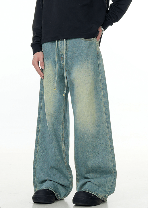 Japanese Brand Vintage cleanfit drawstring straight loose distressed jeans Size US 32 / EU 48 - 2 Thumbnail
