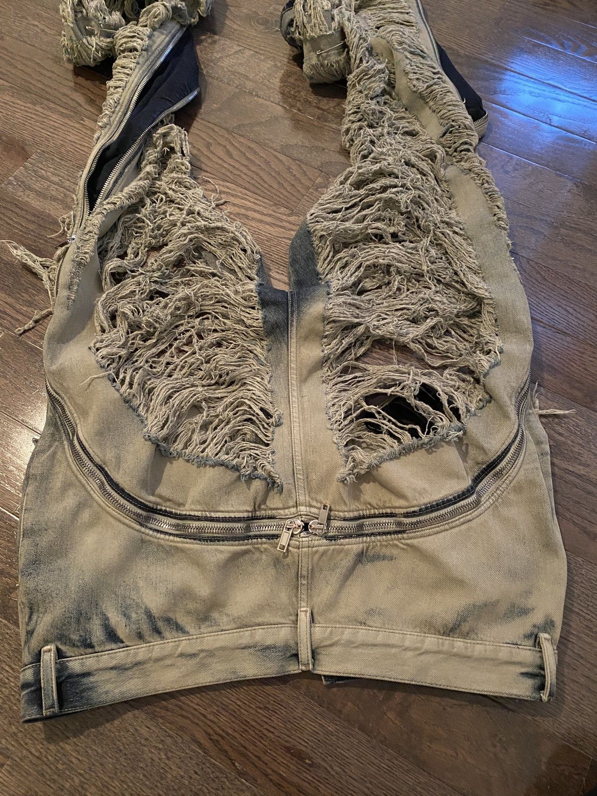 Rick Owens FW23 LUXOR RUNWAY BANANA IN 13OZ MINERA SHREDDED DENIM Size US 34 / EU 50 - 15 Thumbnail