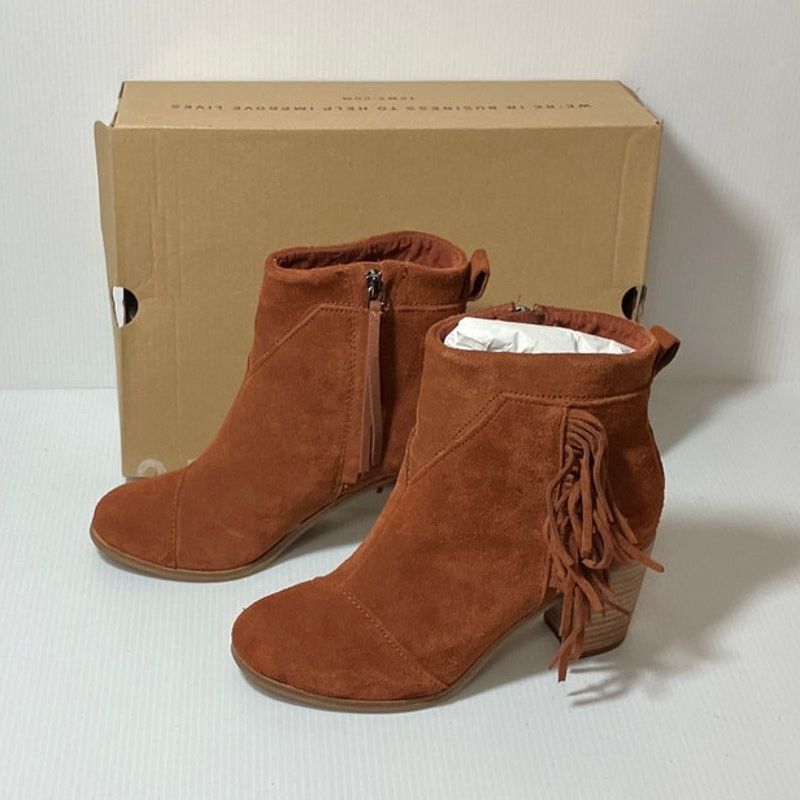 Toms TOMS Lunata Cognac Suede Fringe Round Toe Ankle Boot 5 Size US 5 / IT 35 - 1 Thumbnail