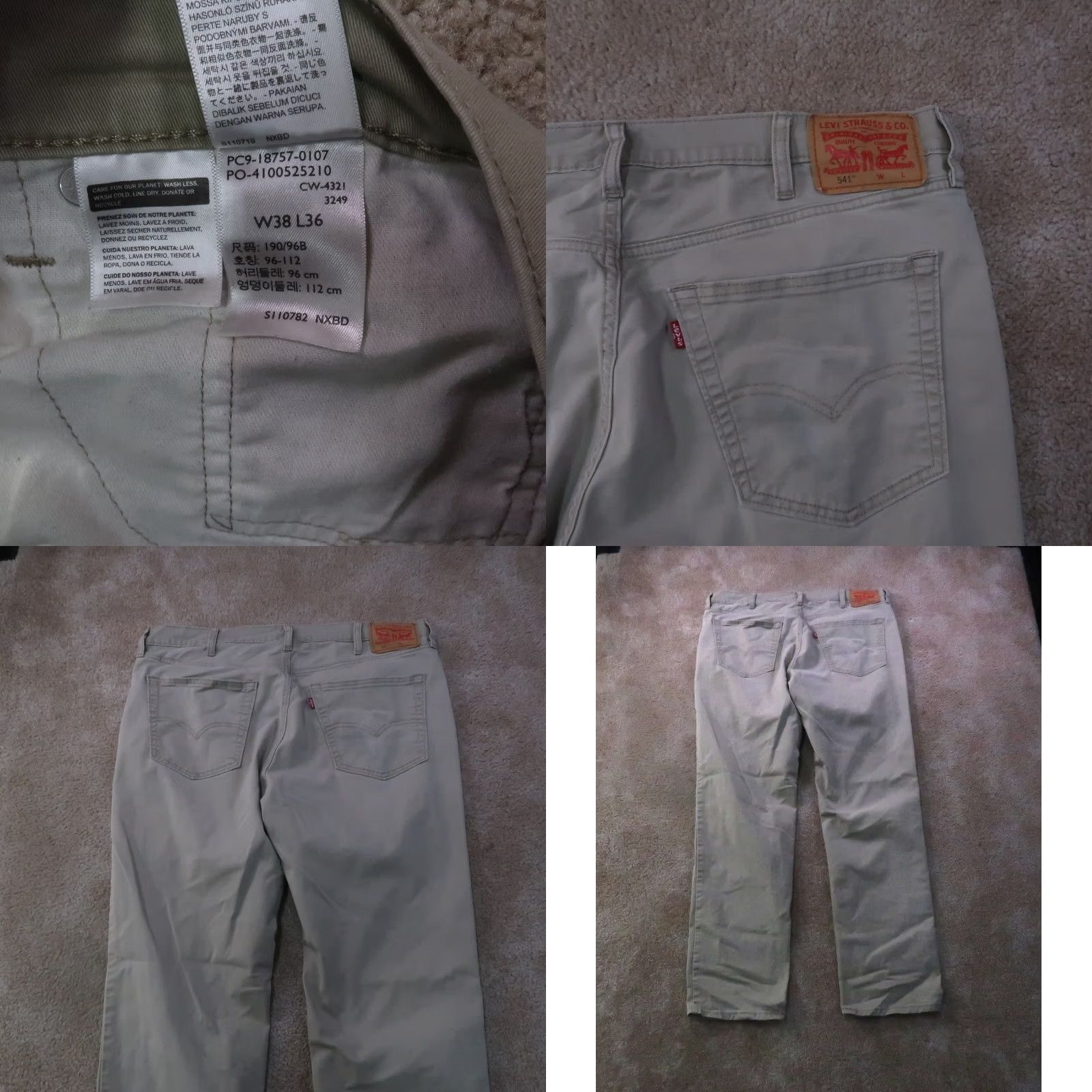 Levi's VINTAGE Levi's 541 Tapered Jeans Mens 38x36 Beige Denim 5-Pocket Stretch Leg Style Tapered Jeans Mens Size US 38 / EU 54 - 8 Thumbnail