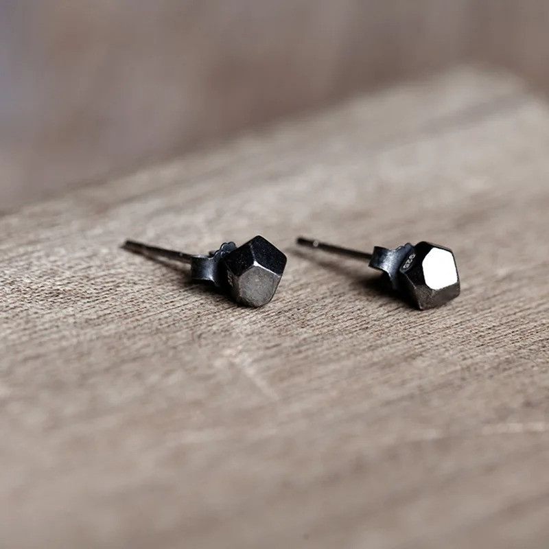 Jewelry Geometric Shape Stud Earrings 925 Sterling Silver Ear Gift Size ONE SIZE - 1 Thumbnail