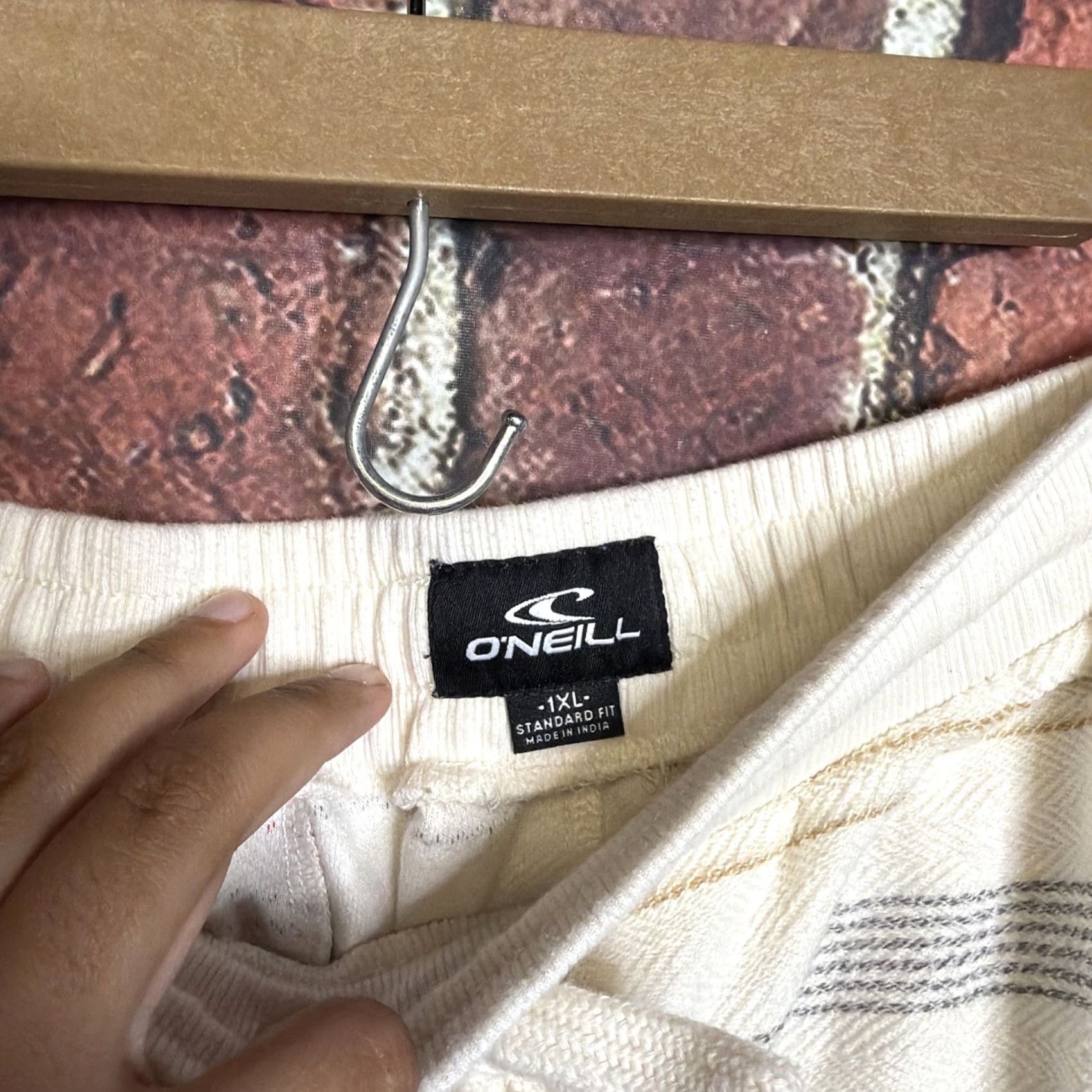 O'Neill O'Neill Mens XL Striped Activewear Shorts Day Summer Walking Drawstring Beige 6in Inseam Athletic Beach Size US 36 / EU 52 - 3 Thumbnail