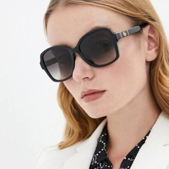 Gucci Gucci GG0765SA 002 Sunglasses Black Butterfly Frame Size ONE SIZE - 2 Thumbnail