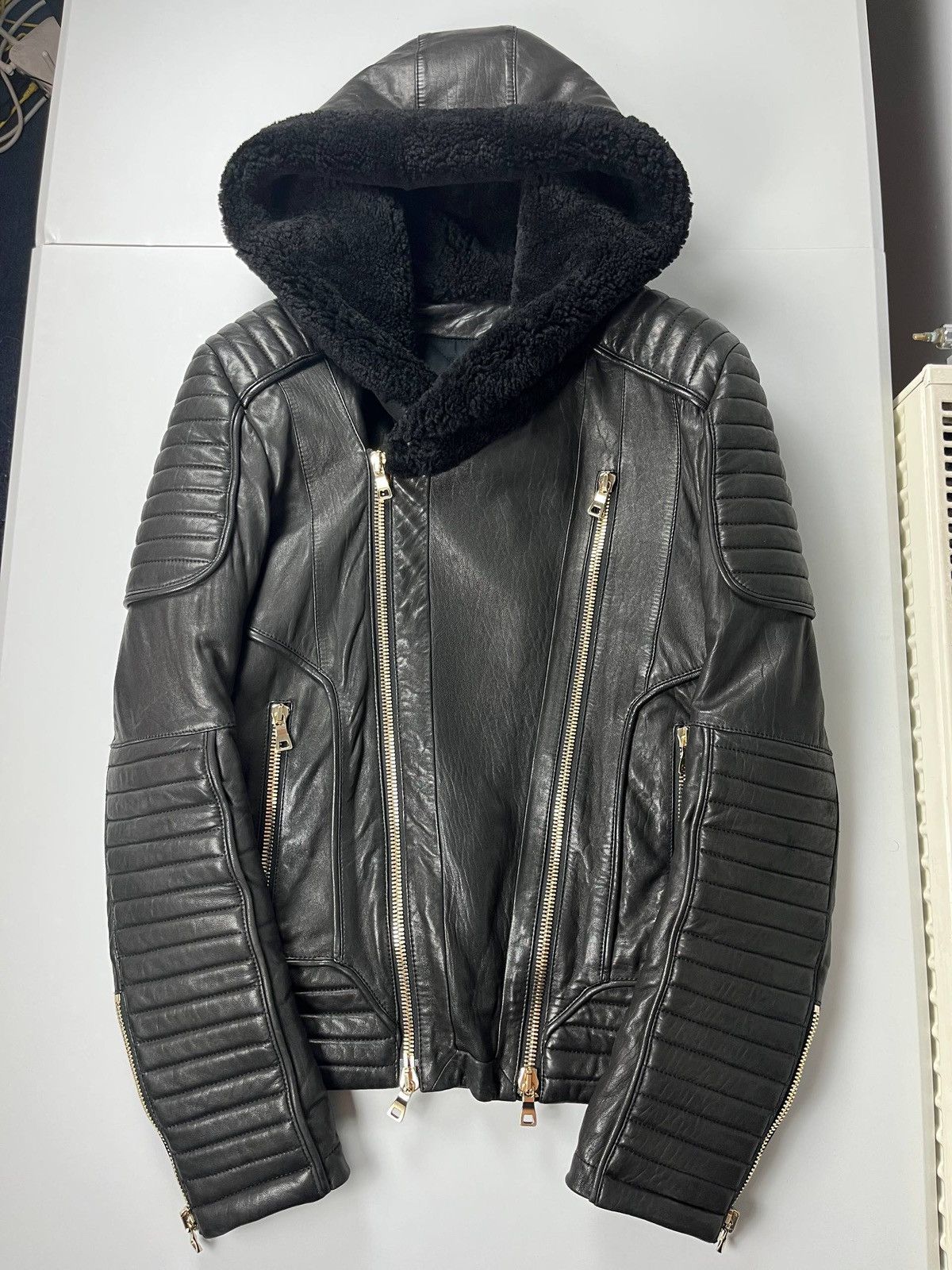 Balmain 2017 Balmain fur hooded leather jacket Size US S / EU 44-46 / 1 - 3 Thumbnail