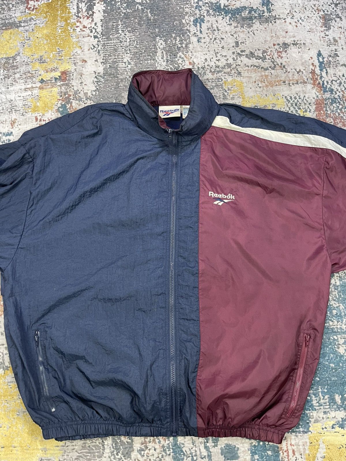 Reebok Vtg 90s Reebok Big Logo 1/2 Divided Nylon Jacket Size US L / EU 52-54 / 3 - 6 Thumbnail