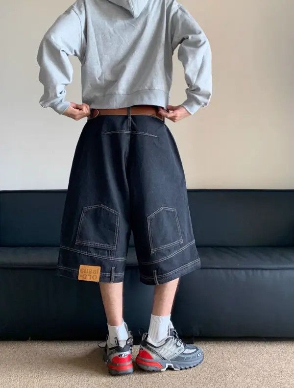 VIBE Inverted Denim Jorts Vintage Style Baggy Hip Hop Party Size US 32 / EU 48 - 7 Thumbnail