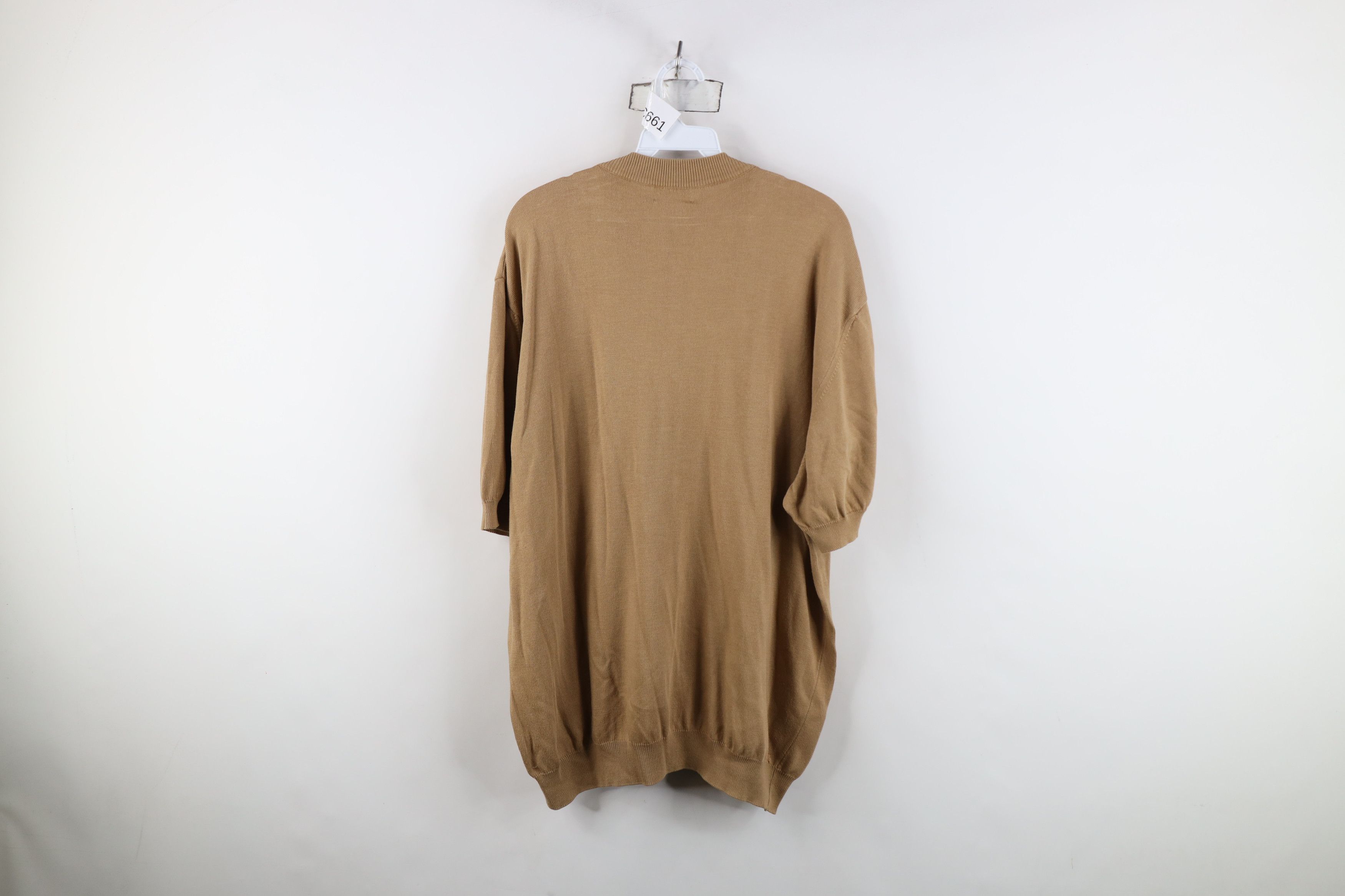Vintage Vintage 90s Streetwear Blank Short Sleeve Knit Sweater Brown Size US XL / EU 56 / 4 - 11 Thumbnail