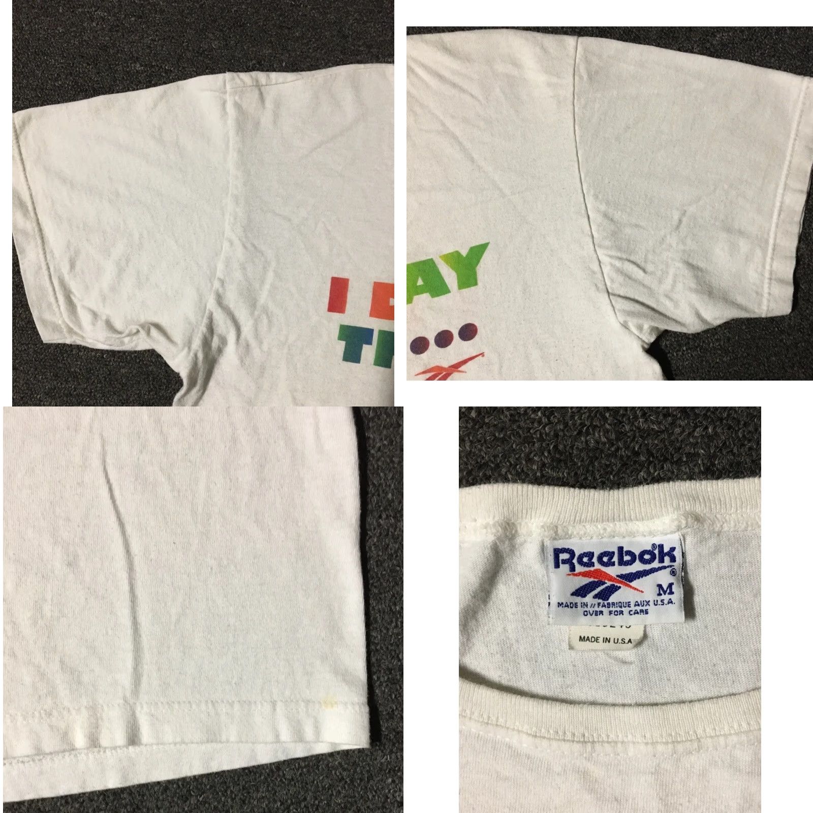 Reebok Vtg 90s Reebok I Dont Play The Field I Rule It Faded Shirt M White Mens T-Shirt Old School Grunge Sports USA Baseball Track Retro Logo Size US M / EU 48-50 / 2 - 8 Thumbnail