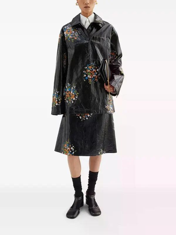 Jil Sander o1loc1c0426 Floral Print Overshirt in Black Size S / US 4 / IT 40 - 3 Thumbnail