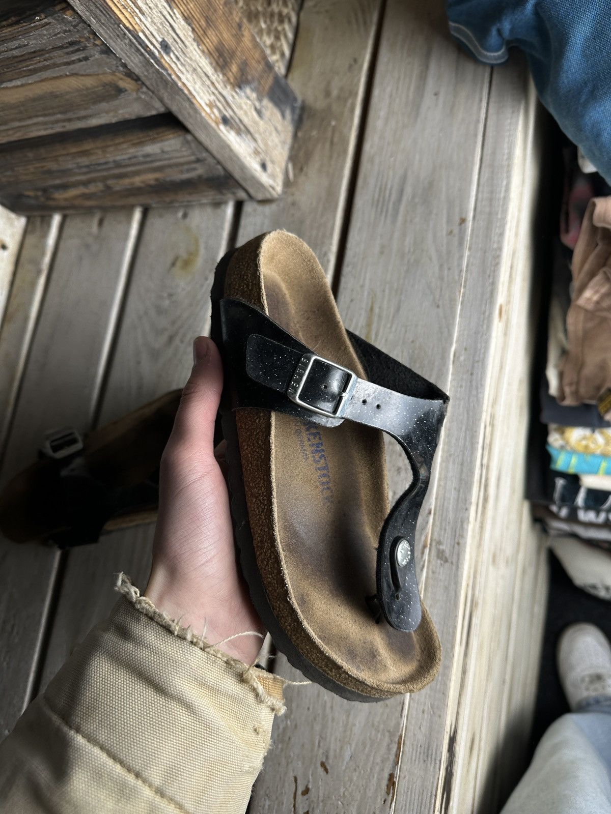 Birkenstock VNTG🚨 Birkenstock metal color Luxe Sandals rare slides Size US 6 / IT 36 - 2 Thumbnail