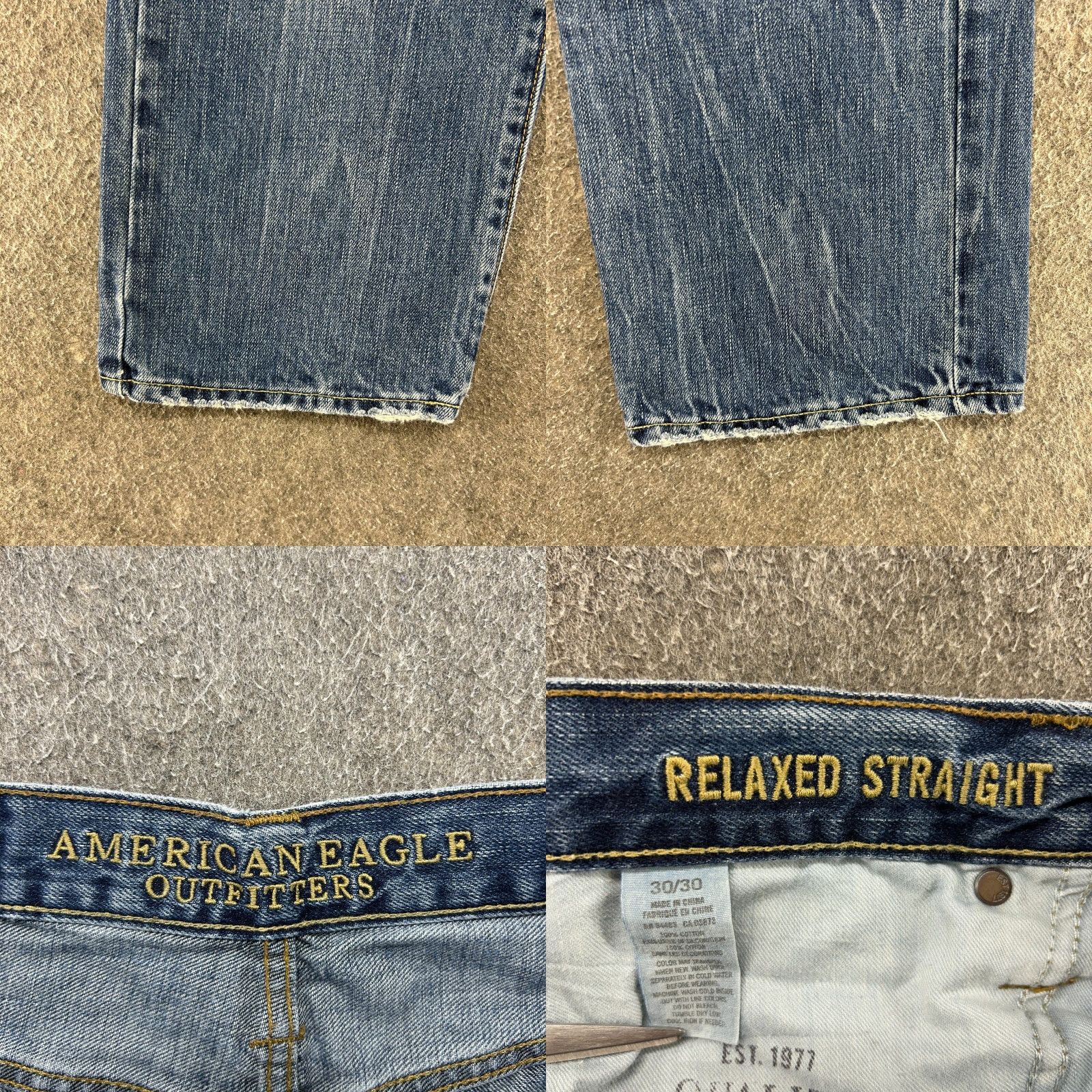 American Eagle Outfitters American Eagle Jeans Mens 30x30 Blue Relaxed Straight Medium Distressed Size US 30 / EU 46 - 9 Thumbnail