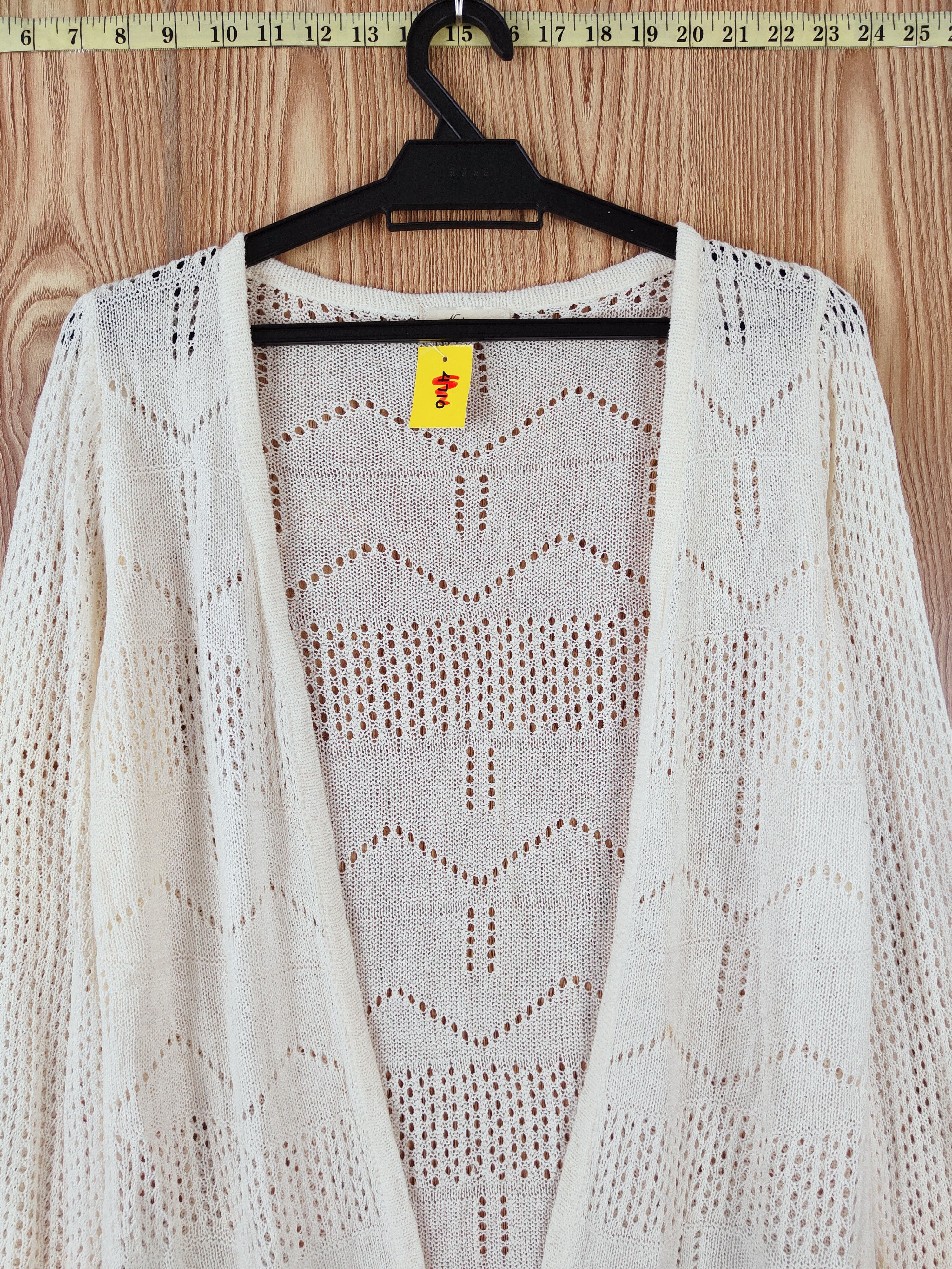 Aran Isles Knitwear × Japanese Brand Naturam Beige Mesh Net Knitwear Cardigan #W481 Size M / US 6-8 / IT 42-44 - 2 Thumbnail