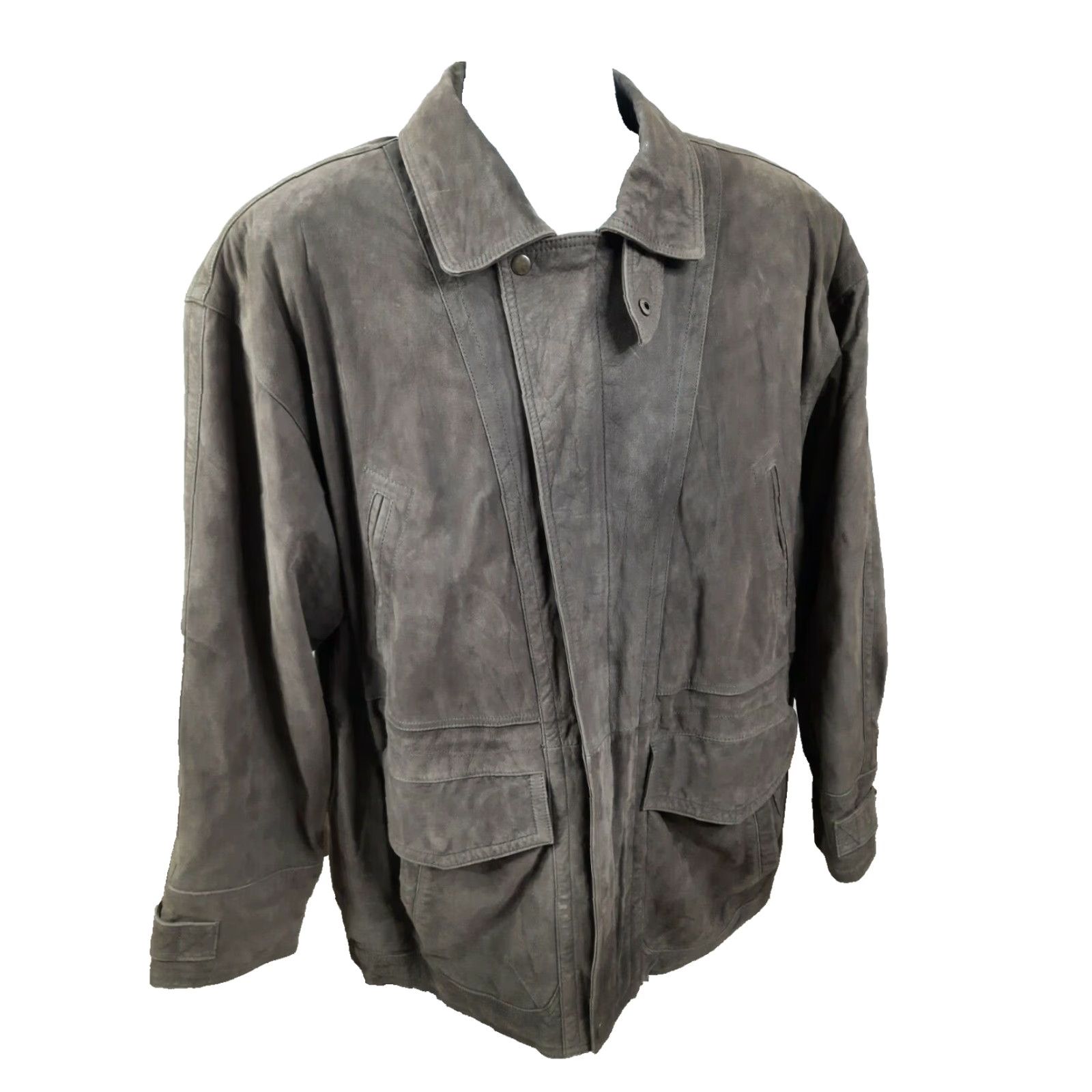 Vintage VINTAGE St. John's Bay Leather Bomber Jacket Men's XL Brown Suede Leather Coat Warmer Pockets 90s Overcoat Zip Size US XL / EU 56 / 4 - 4 Thumbnail
