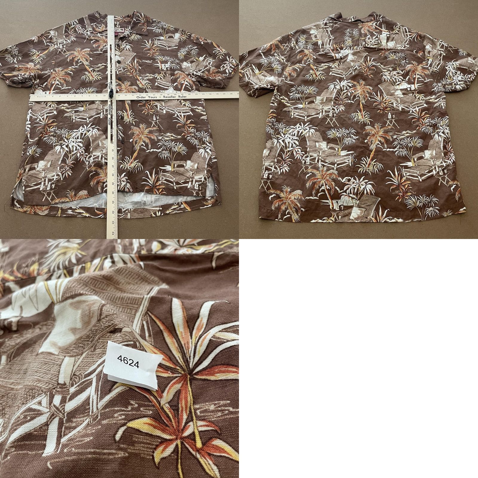 Vintage Caribbean Joe Shirt Mens XL Brown Floral Palm Tree Linen Blend Hawaiian Beach Size US XL / EU 56 / 4 - 8 Thumbnail