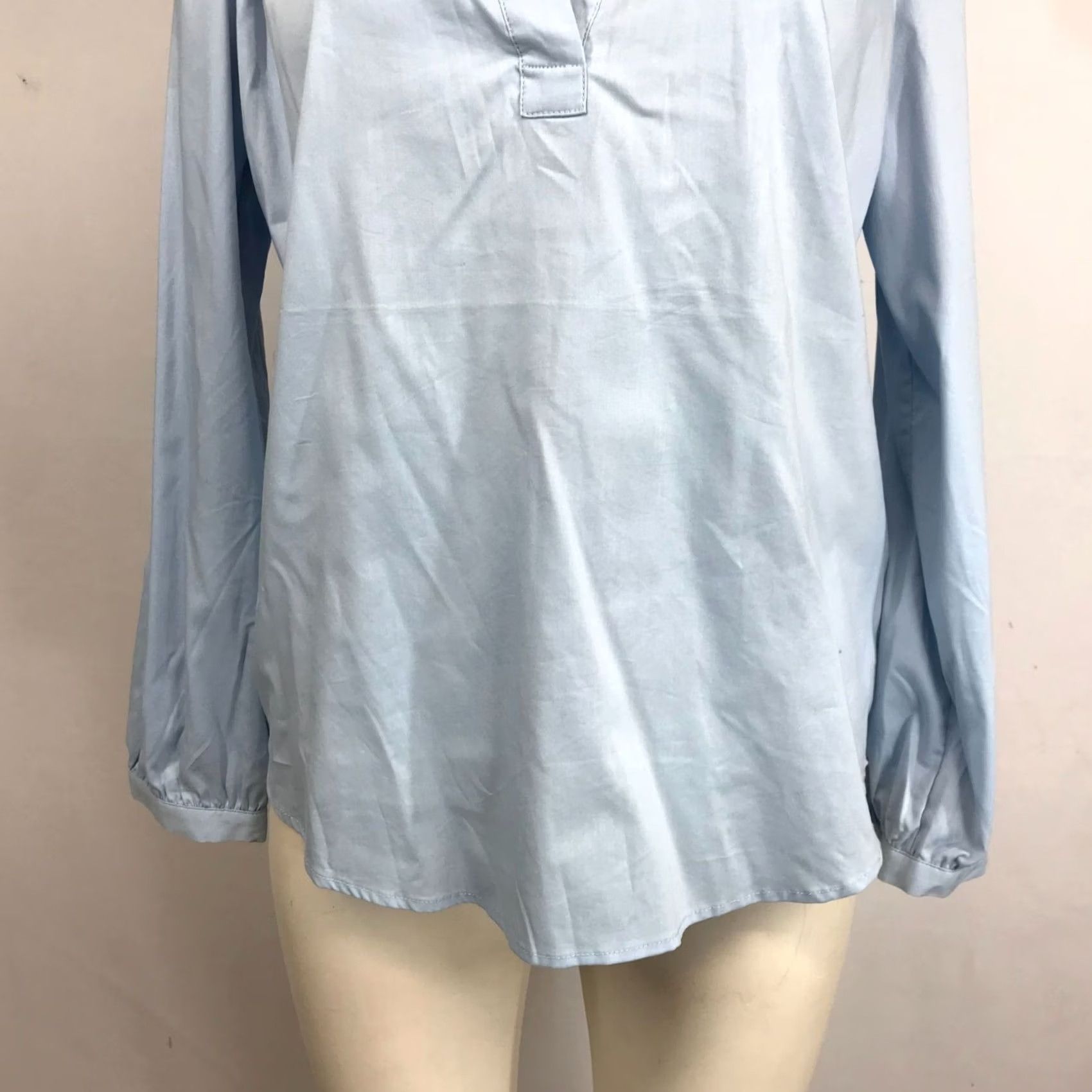 Vintage 41 HAWTHORN Women's Medium Petite Blue Long Sleeve V Neck Cotton Blend Top Size M / US 6-8 / IT 42-44 - 3 Thumbnail