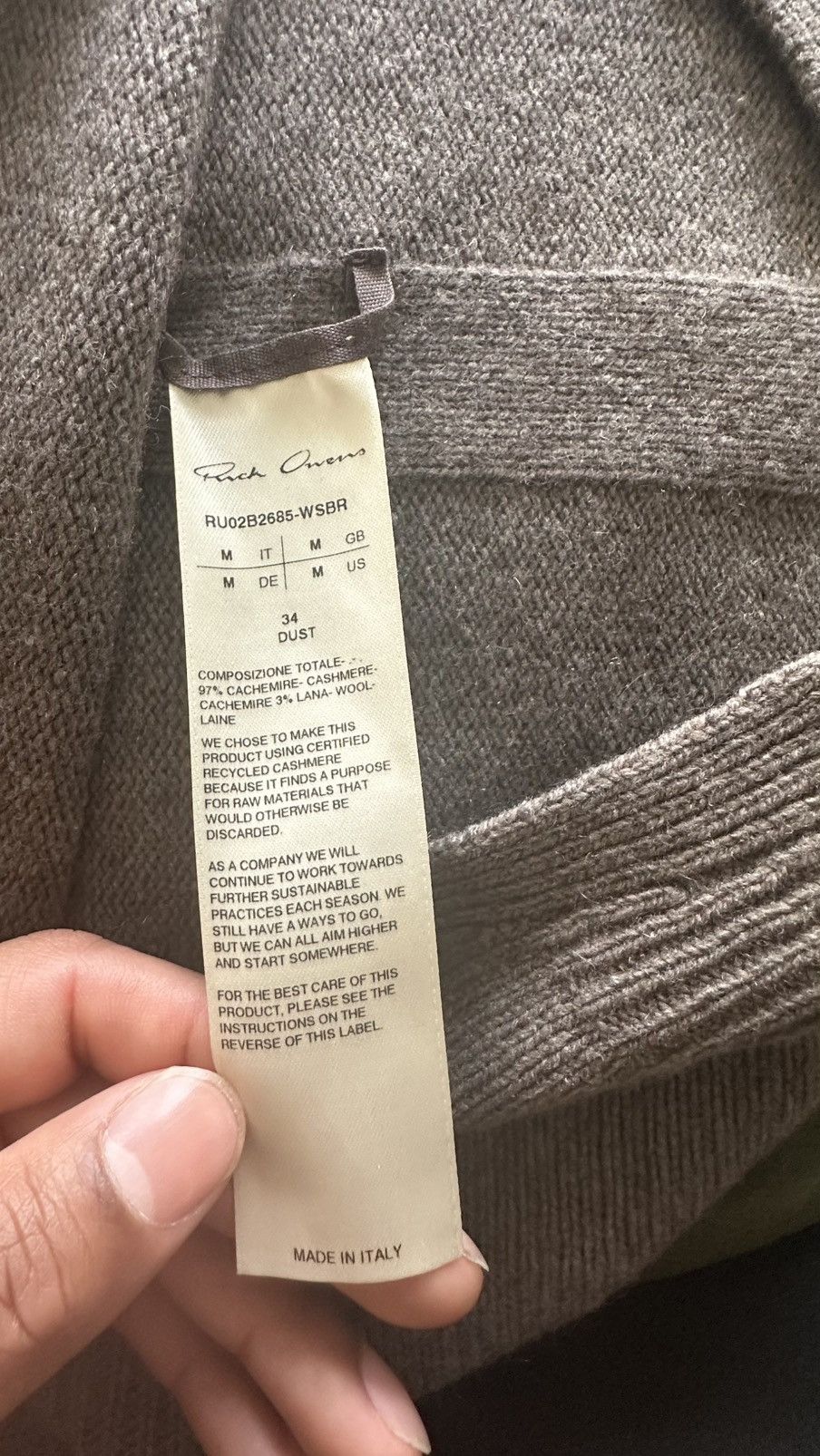 Rick Owens Rick Owns Rust Cashmere Vented Hoodie Size US M / EU 48-50 / 2 - 6 Thumbnail