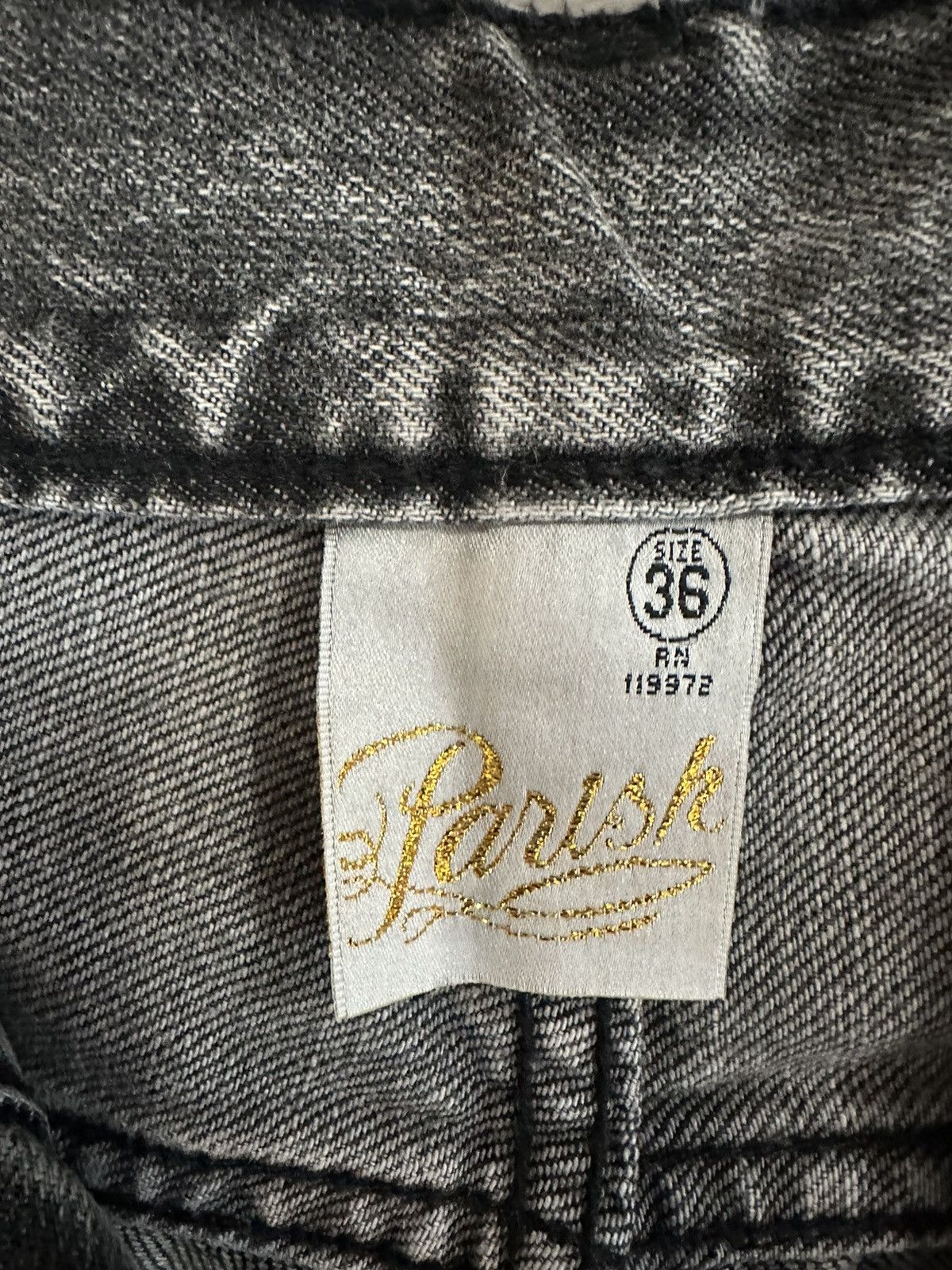 Vintage Y2K Parish Mens Gray Baggy Jean Embroidered Pocket Design Size 36" / US 14 / IT 50 - 5 Thumbnail