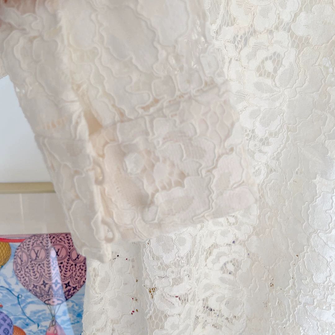 Saint Laurent Paris Saint Laurent White Lace Top F36 Size XS / US 0-2 / IT 36-38 - 5 Thumbnail