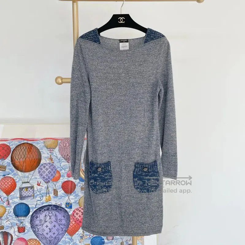 Chanel Chanel Gray Cashmere Long Sleeve Dress . Size S / US 4 / IT 40 - 1 Thumbnail