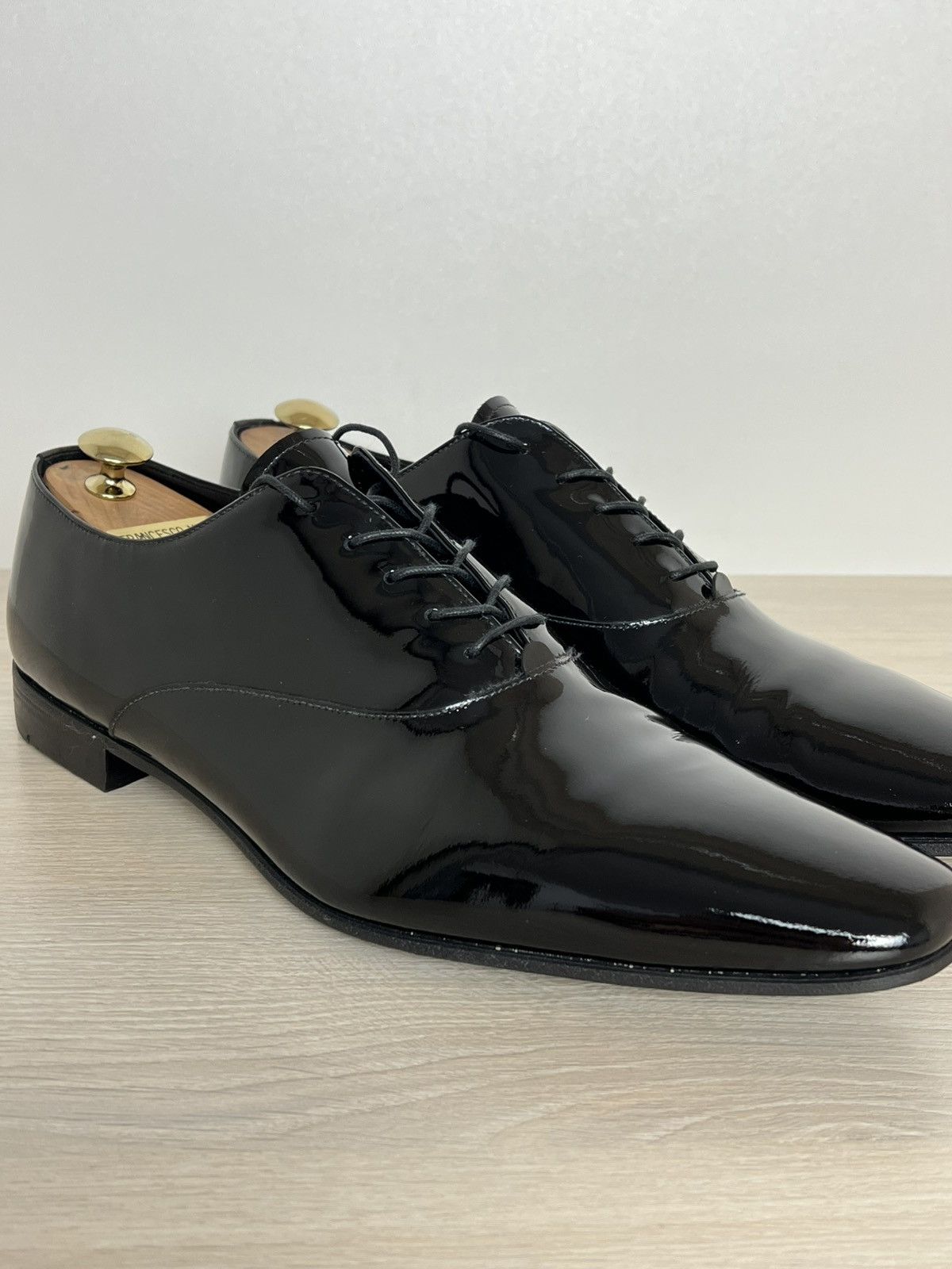 Prada Prada Black Spazzolato Leather Oxfords Size US 10.5 / EU 43-44 - 3 Thumbnail