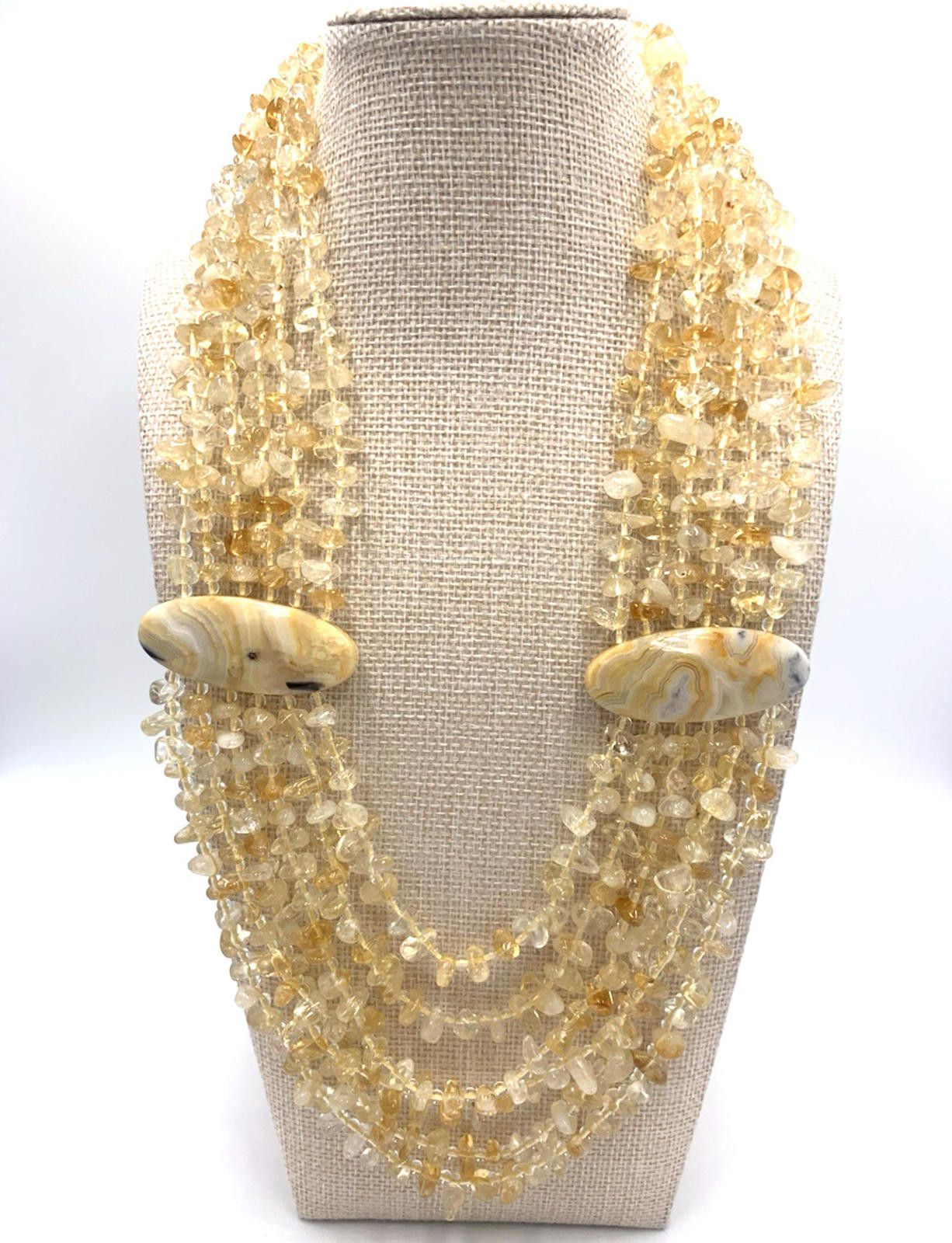 The Unbranded Brand Six Strand Citrine Agate Stone Sterling Silver Necklace Size ONE SIZE - 1 Thumbnail