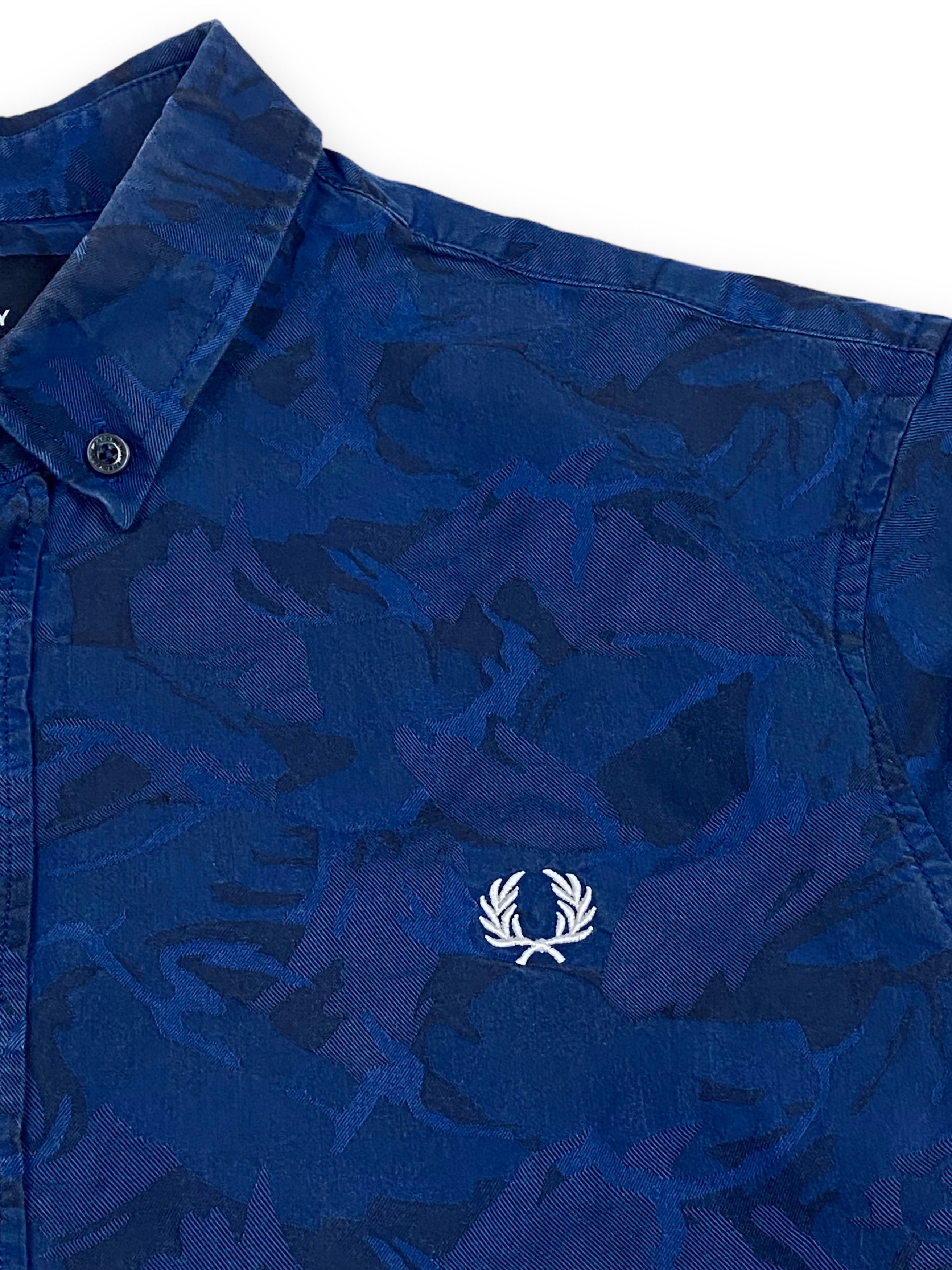 Fred Perry Vintage FRED PERRY Blue Camo Button Up Shirt M608 Size US M / EU 48-50 / 2 - 6 Thumbnail