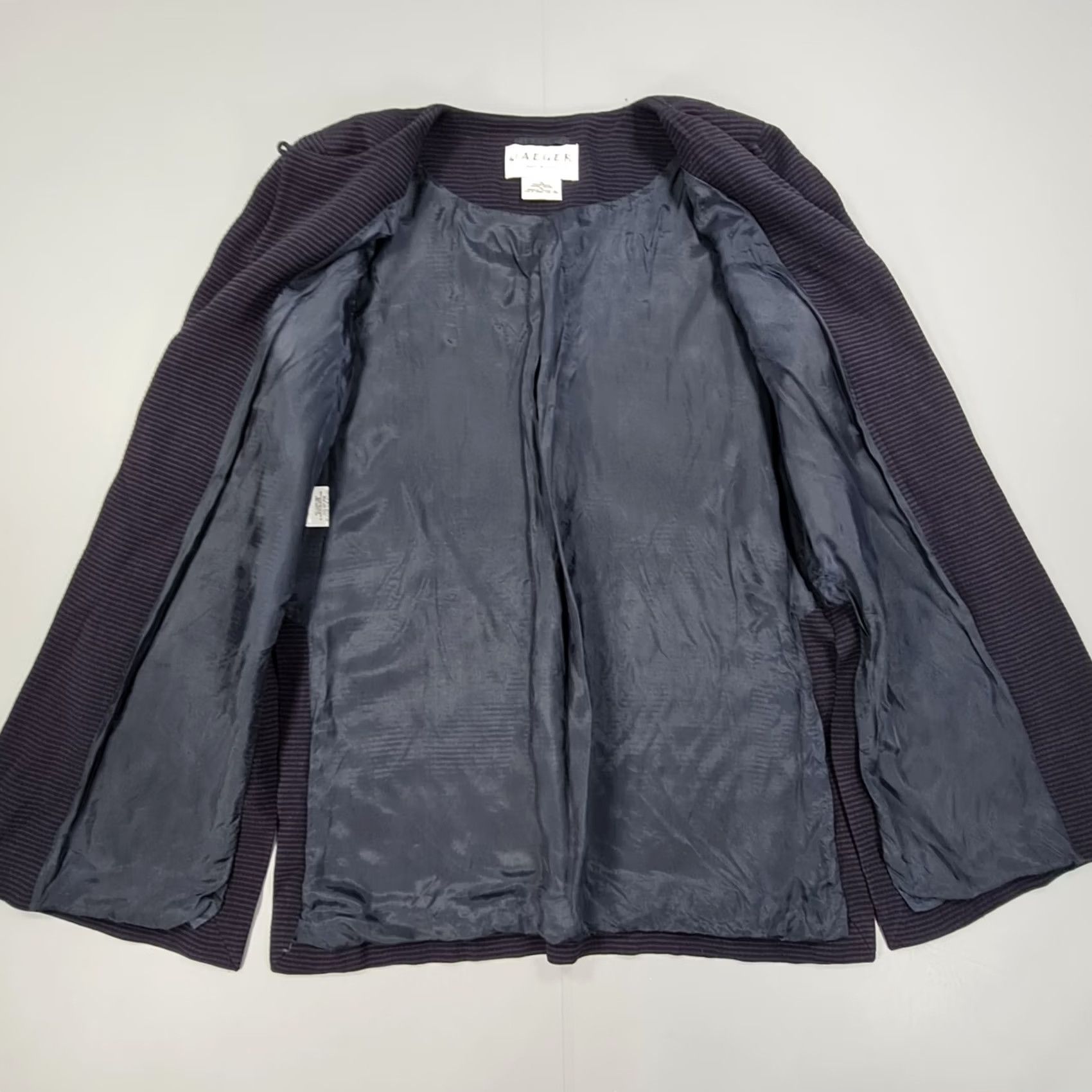 Jaeger Jaeger Womens Jacket Navy Blue Striped Lightweight 12 UK Linen Blend Viscose Open Front Casual Womens Jacket Size XL / US 12-14 / IT 48-50 - 6 Thumbnail