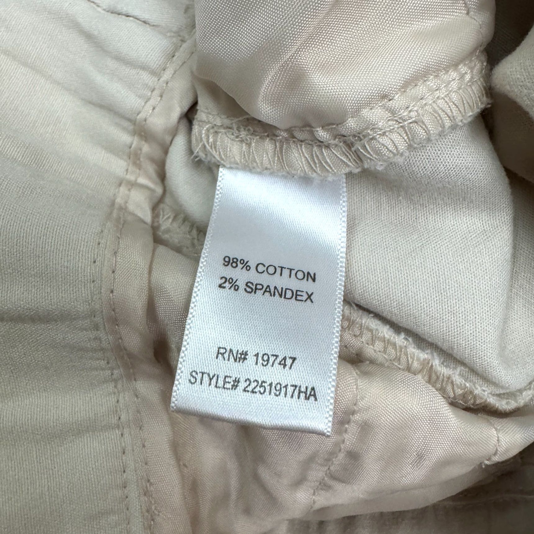 Vintage Counterparts Beige Capri Pants Womens 12 Straight Leg High Rise Cotton Size 34" / US 12 / IT 48 - 6 Thumbnail