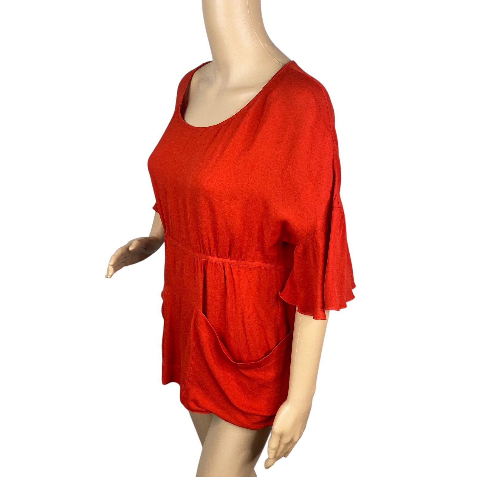 Stella McCartney Stella McCartney Red Silk Bell Sleeve Empire Blouse SZ 38/4 Size S / US 4 / IT 40 - 5 Thumbnail