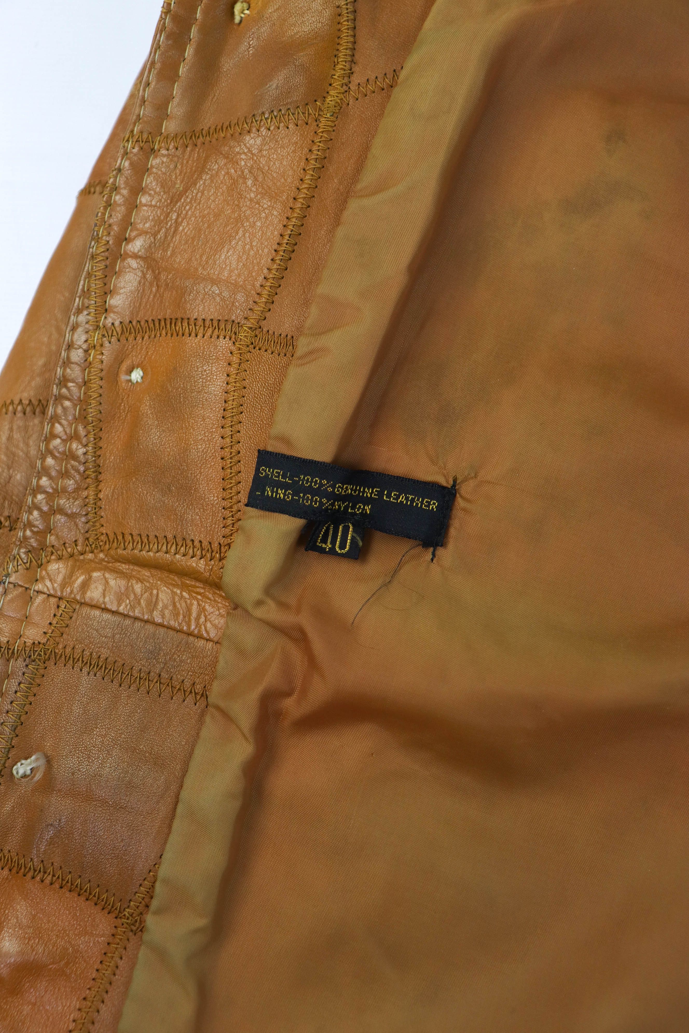Vintage 70-80s Vintage Korean Caramel Tan Patchwork Leather Jacket Size US L / EU 52-54 / 3 - 19 Thumbnail