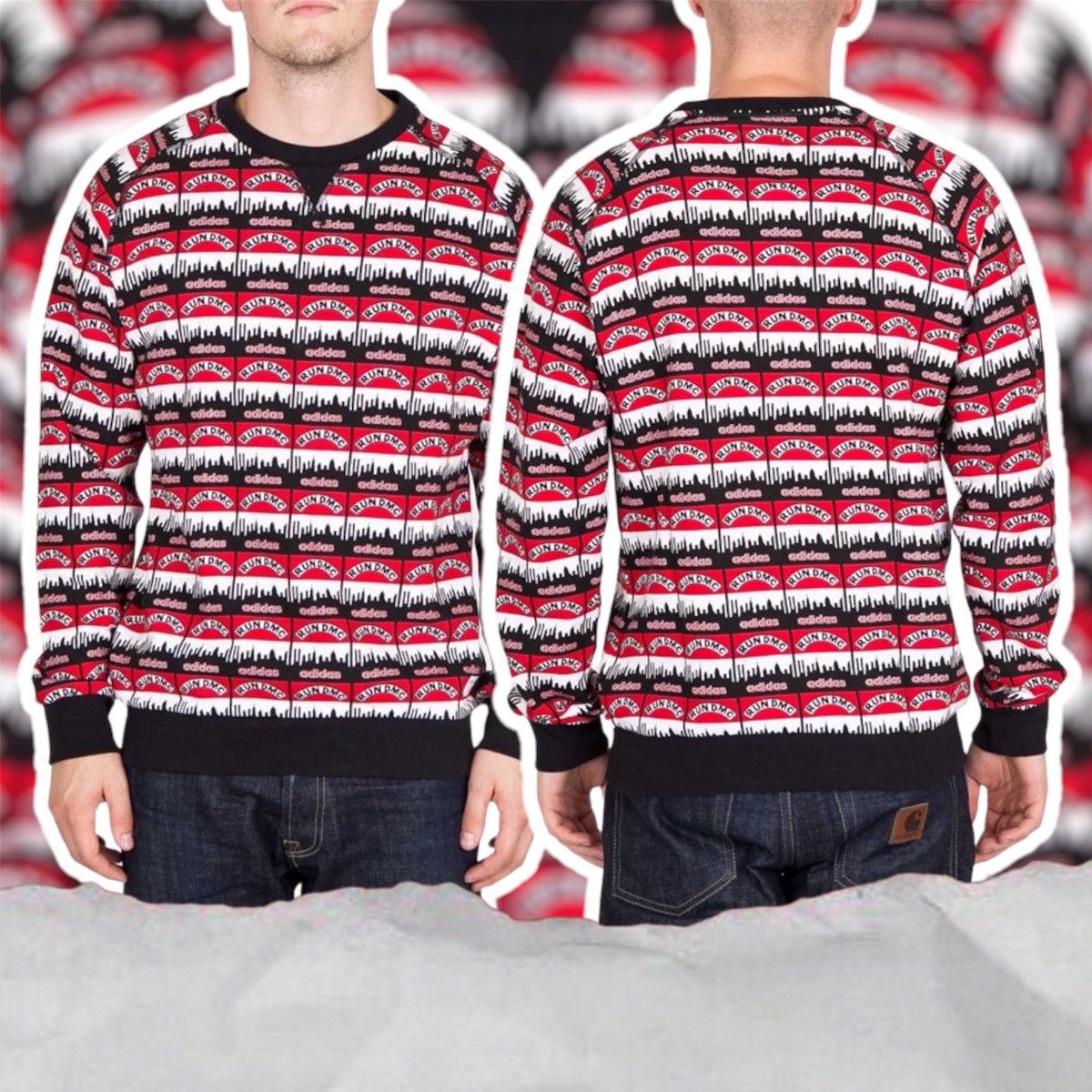 adidas RUN DMC コラボ スウェット Vintage 1980's Adidas Presents: Run DMC Crewneck Sz. L