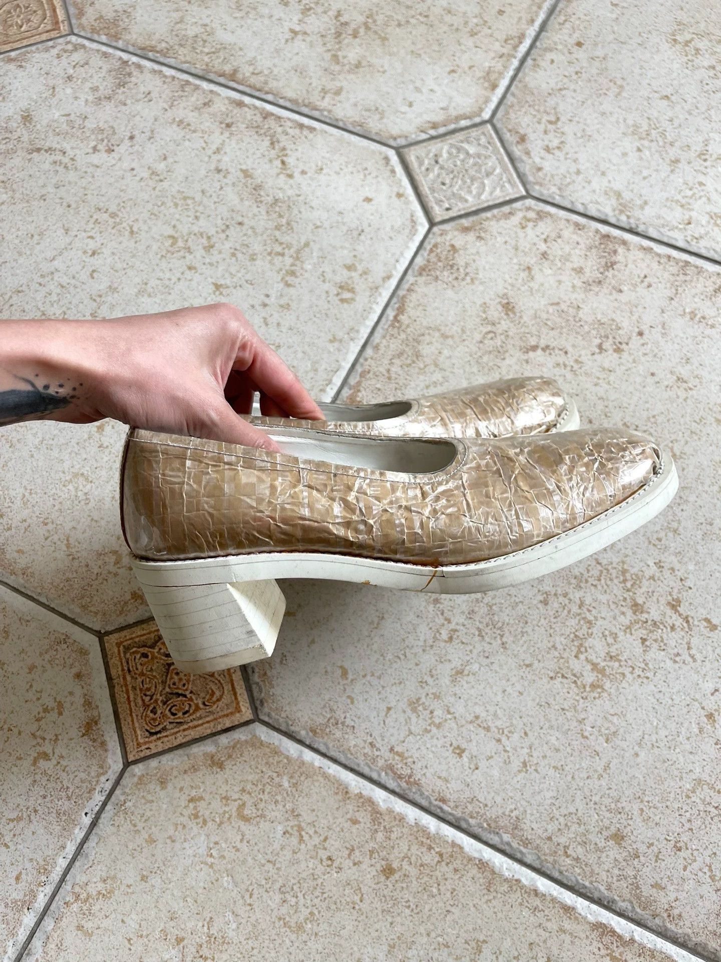 Comme des Garcons CDG 15SS Runway PVC-Kraft Paper Mary Jane Heels 38/39 Size US 7.5 / IT 37.5 - 4 Thumbnail