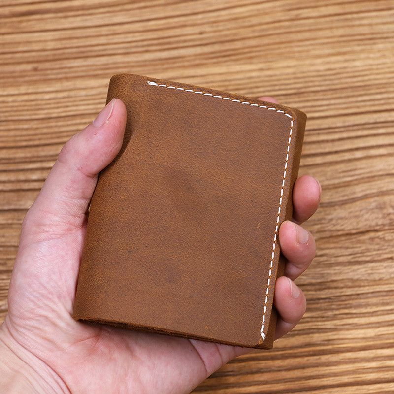 Japanese Brand × Leather × Vintage Handmade Short Trifold Leather Wallet Size ONE SIZE - 3 Thumbnail