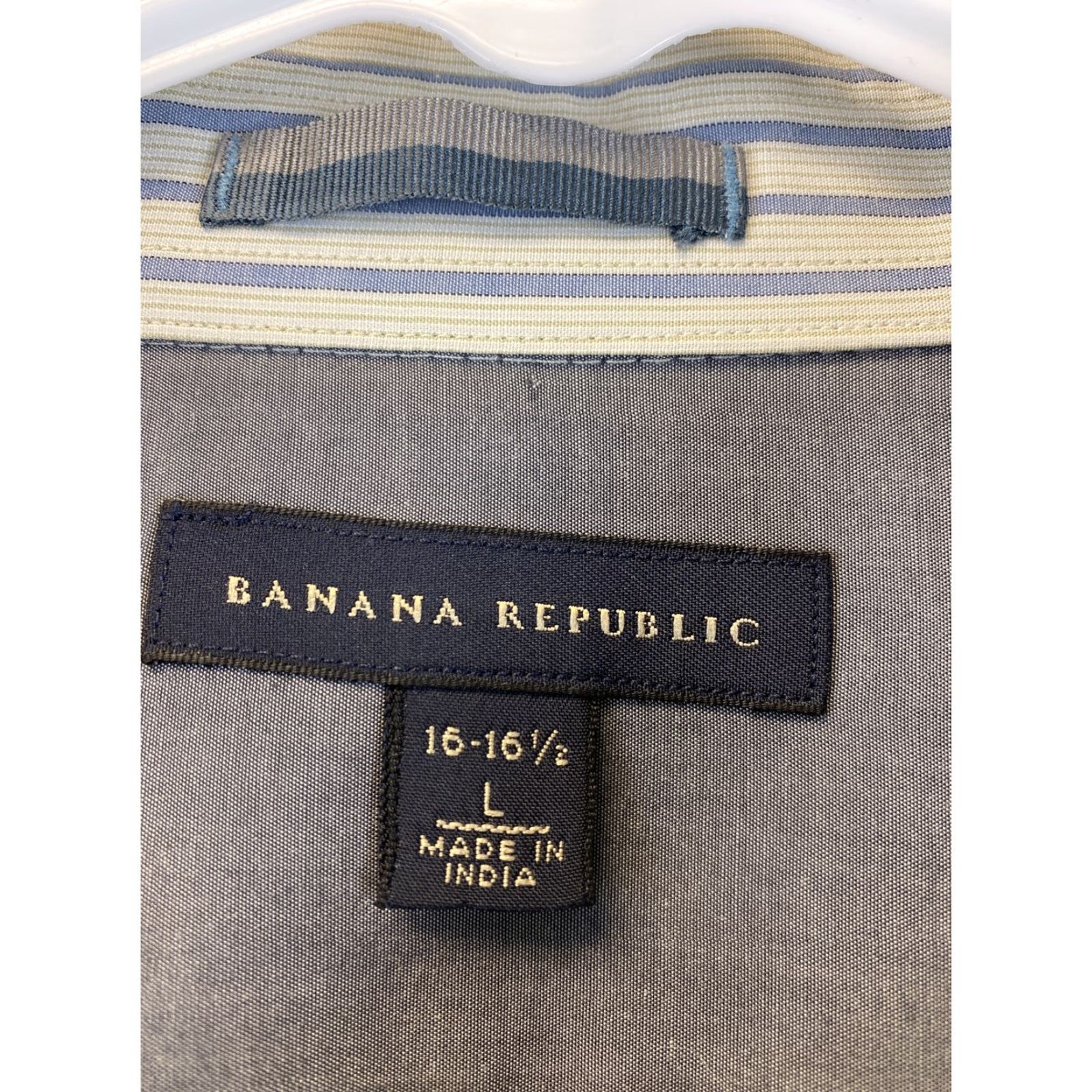 Banana Republic Banana Republic Shirt Men's Size L 16/16.5 Gray Fit Stripes 87-42 Size US L / EU 52-54 / 3 - 5 Thumbnail