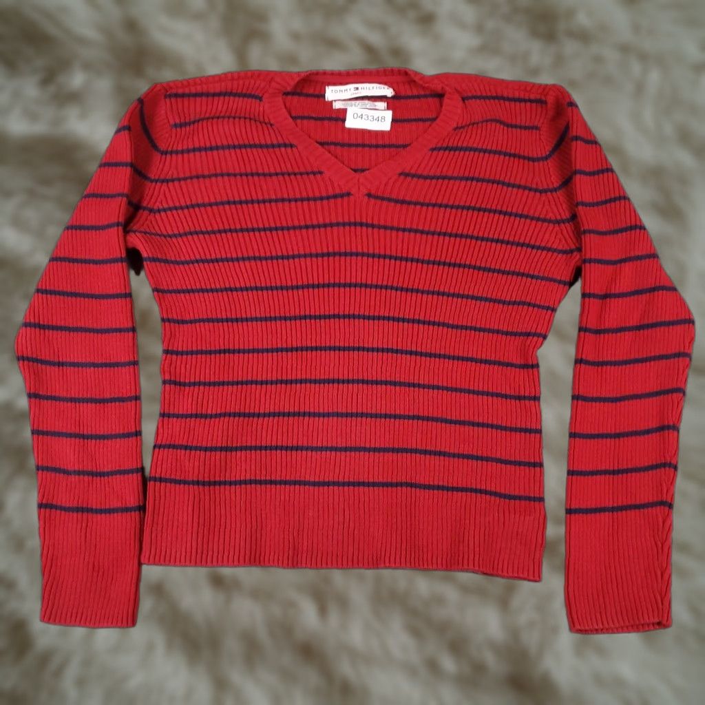 Tommy Hilfiger Tommy Hilfiger Sweater Womens Medium Red Striped Pullover Sweatshirt Size M / US 6-8 / IT 42-44 - 1 Thumbnail