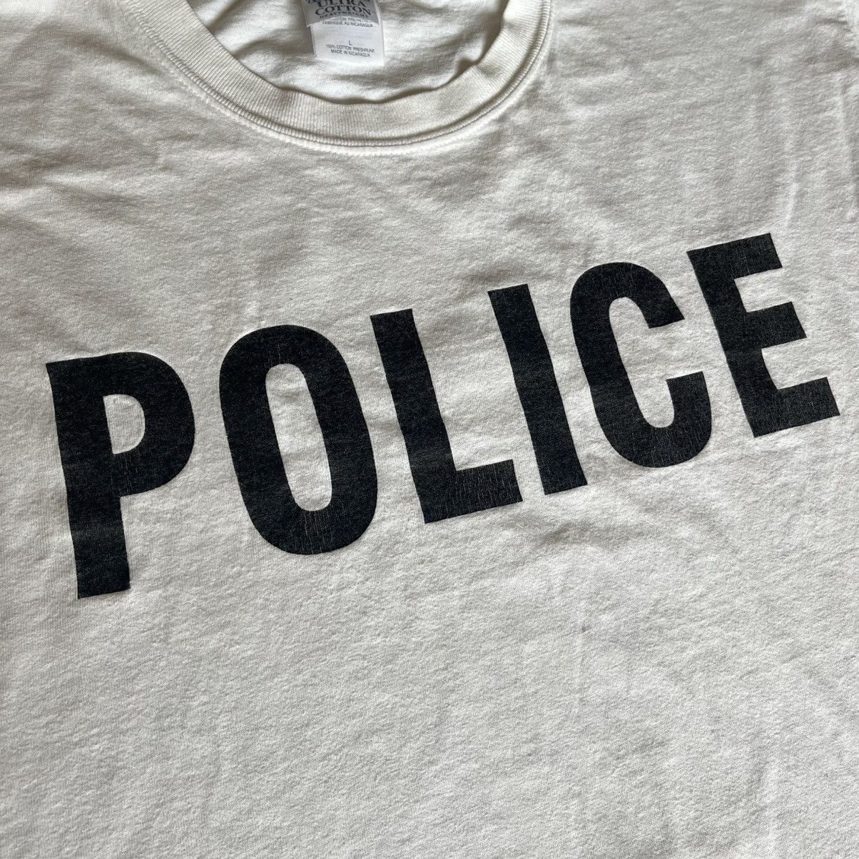 Vintage Vintage 2000s Police Text Logo Double Sided Parody Tee Shirt Size US L / EU 52-54 / 3 - 5 Thumbnail