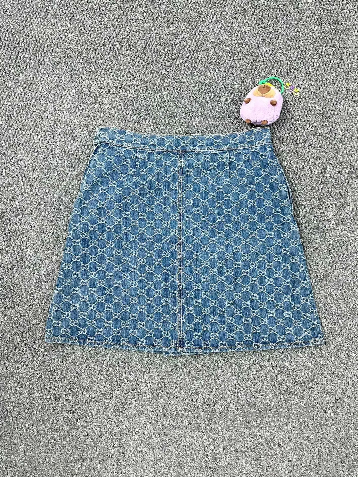 Gucci Guicci Blue old logo print denim skirt| Size 41" - 2 Thumbnail