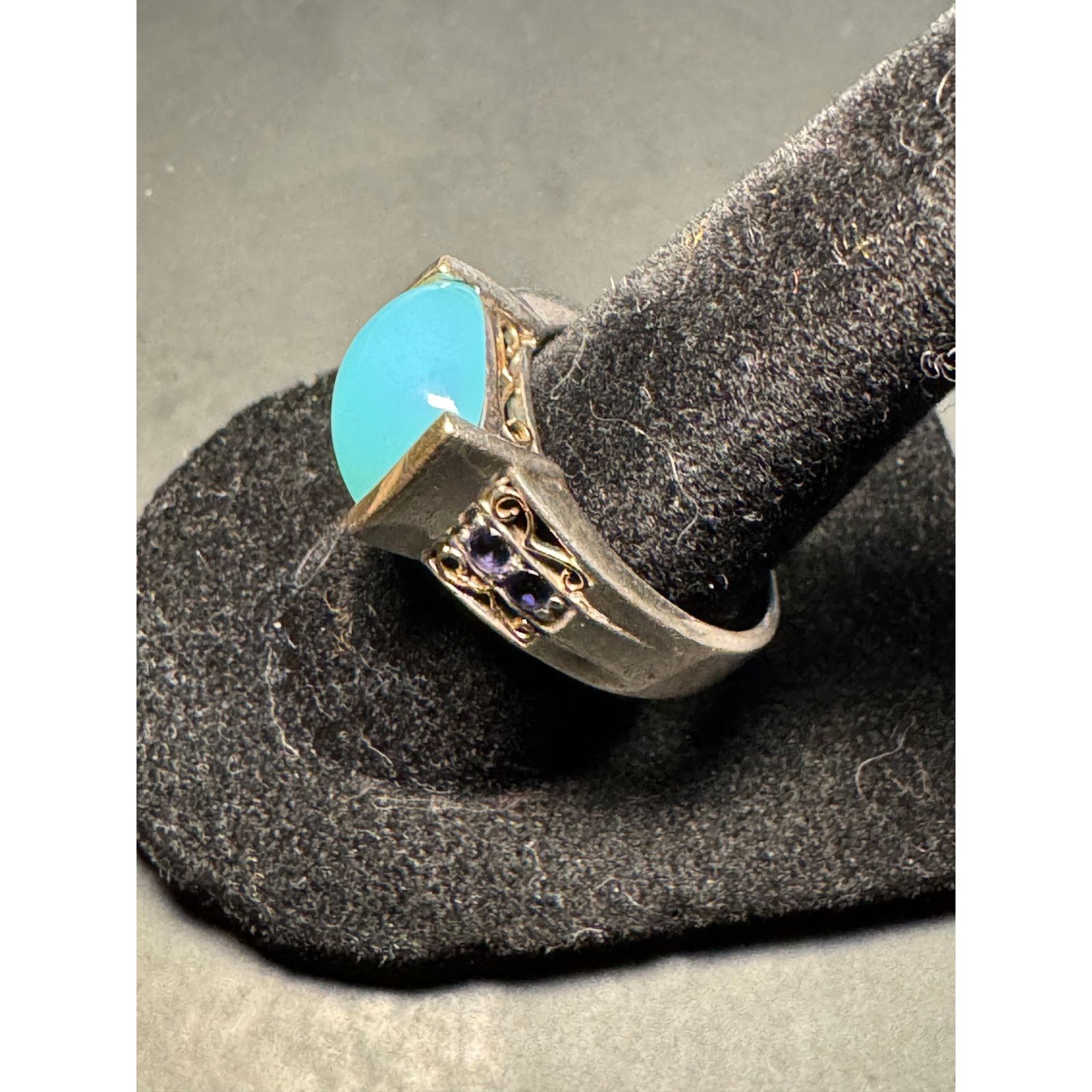 Other Samuel Benham 925 14k Gold Top Rim Chalcedony Amethyst Ring Size ONE SIZE - 2 Thumbnail