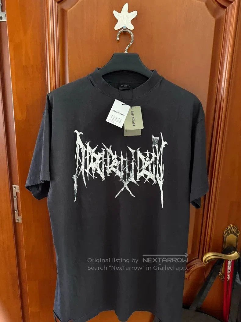 Balenciaga Sanskrit Distressed Short Sleeve.